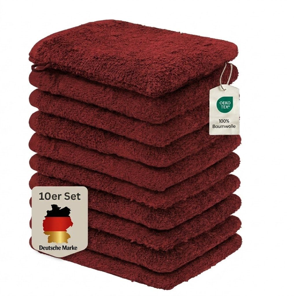 Komfortec Waschhandschuh 10er Set, Waschlappen, Saugfähig & Hautfreundlich, (Set, 10-St), Weich, 100% Baumwolle, 16x21 cm
