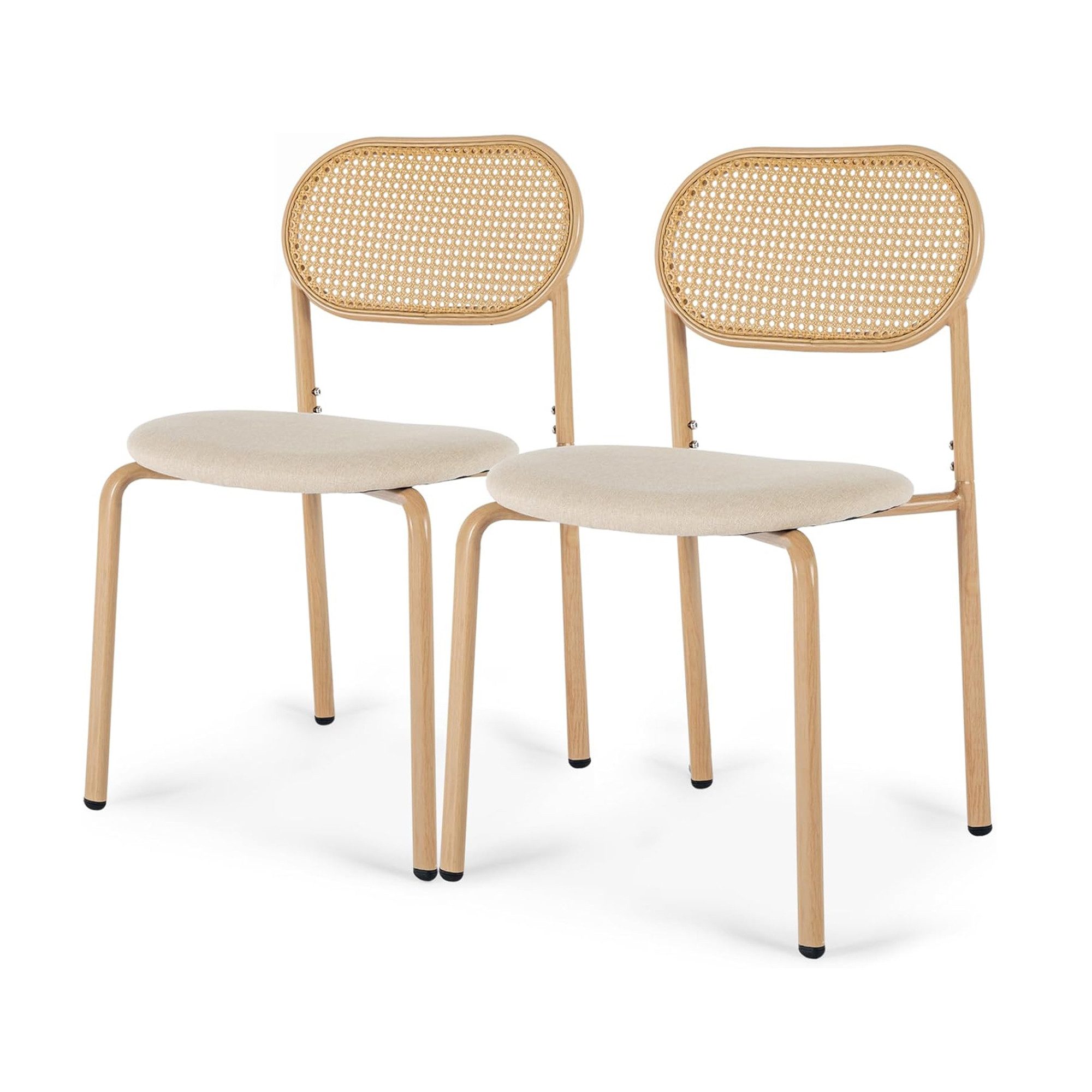 Simurq Stuhl Rattan Esszimmerstuhl mit gepolstertem Sitz,Modern Boho (Set), Stuhl im Retro-Stil, geeignet für Esszimmer und Wohnzimmer, 2 St.