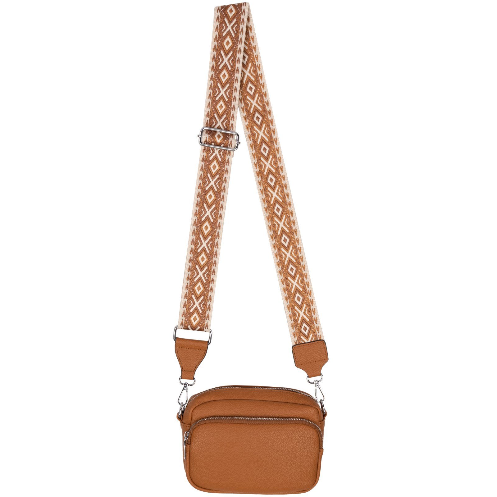 EAAKIE Gürteltasche Bauchtasche Umhängetasche Crossbody-Bag Hüfttasche Kunstleder Italy-D, als Schultertasche, CrossOver, Umhängetasche tragbar BROWN