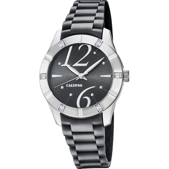 CALYPSO WATCHES Quarzuhr Calypso Damen Uhr K5715/4 PUR Armbanduhr (Armbanduhr) Damen Armbanduhr rund Kunststoff PURarmband grau anthrazit Fashion