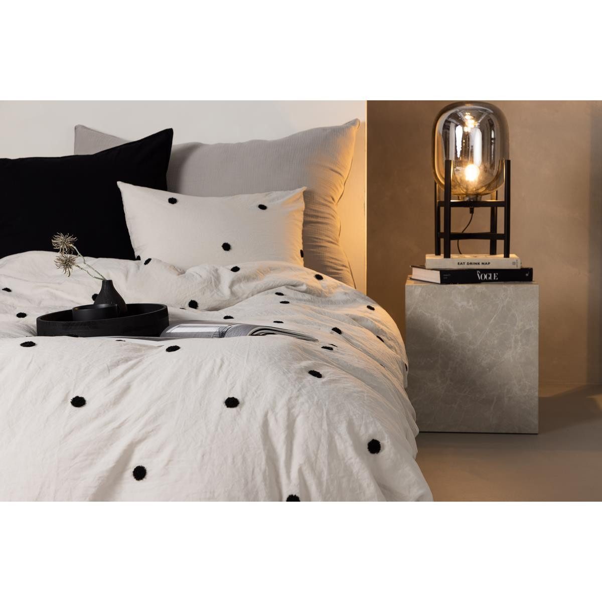 BOURGH Nachttisch VERONA Bettkommode mit Ablage - Beistelltisch 40x45 beige Marmor Optik
