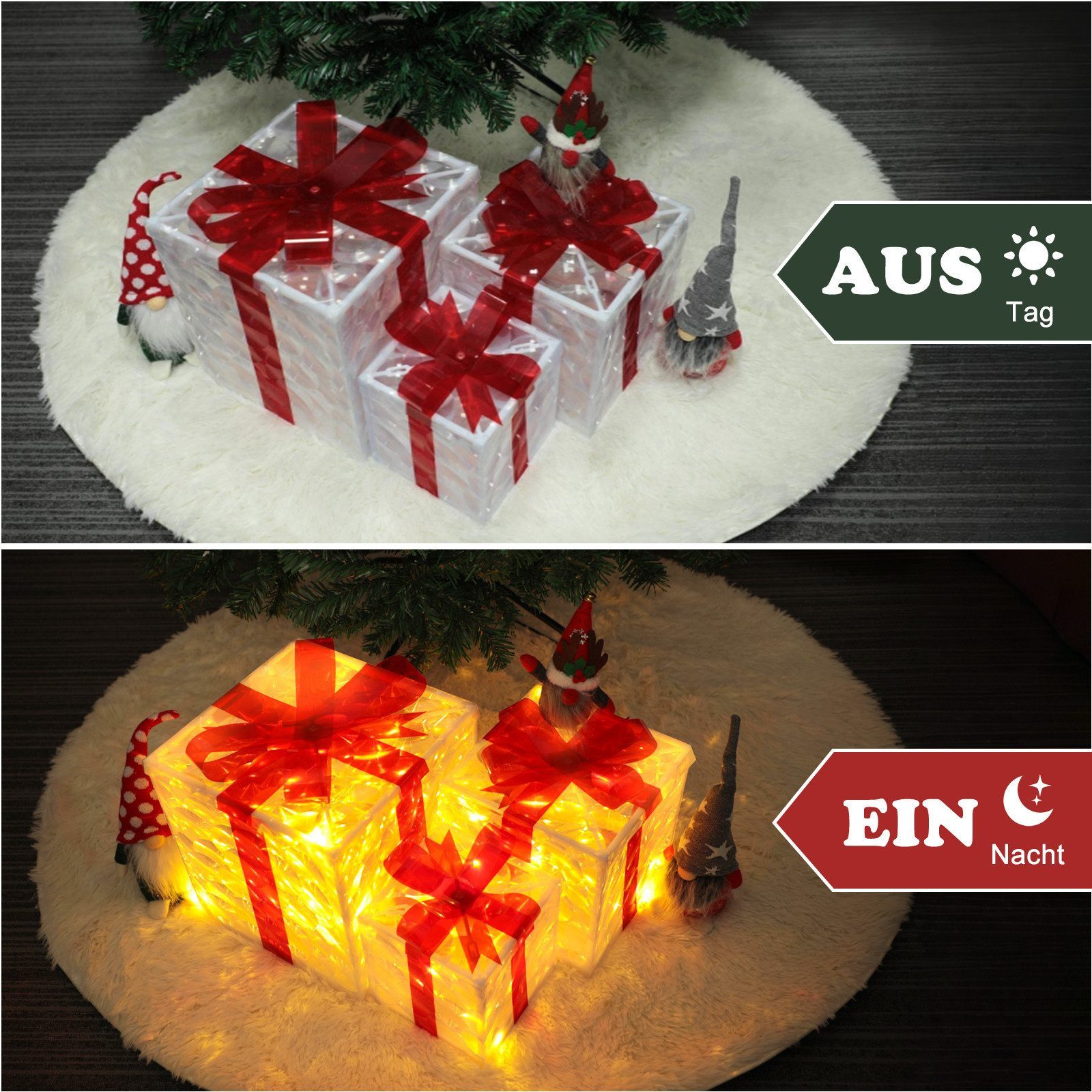 Nettlife LED Dekolicht LED Geschenkbox 3er Weihnachten Deko Leuchtfiguren, für Familie Freunde Kollegen oder Partner–exquisite Verpackung – Bild 4 von 5