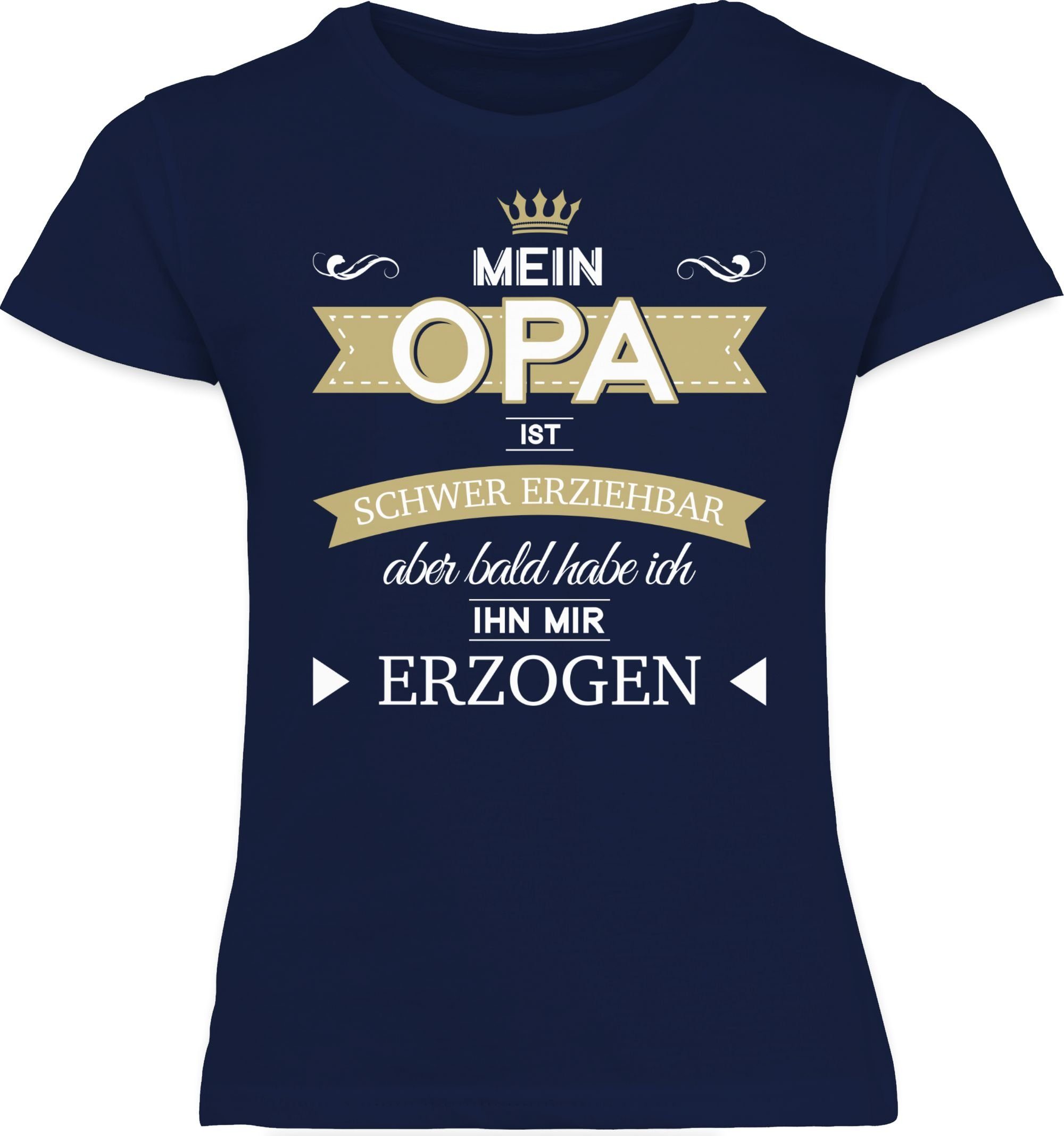 erziehbar Statement ihn ich Opa 2 bald schwer Mein Shirtracer Kinder erzogen T-Shirt mir Sprüche habe Dunkelblau ist