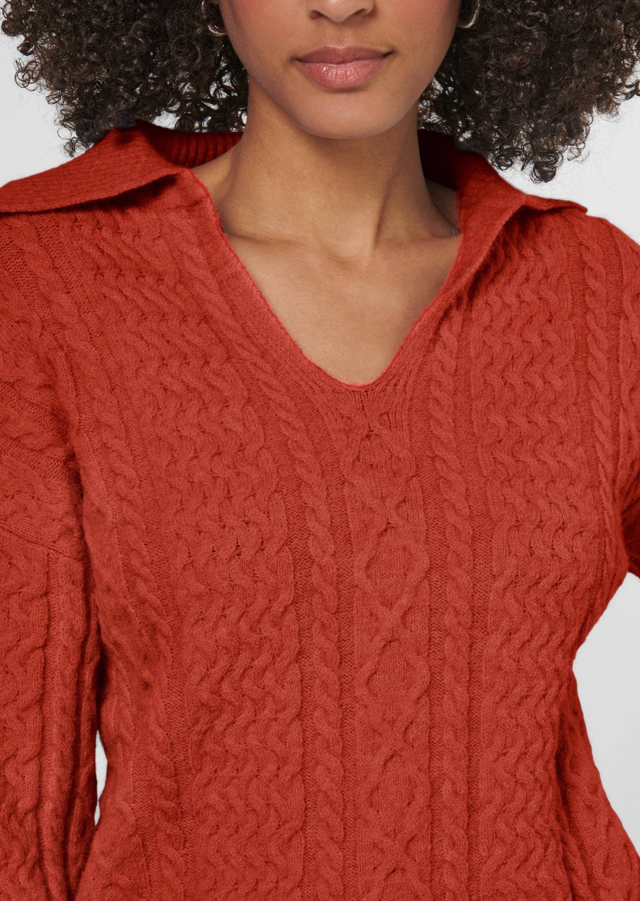 MADELEINE Strickpullover Zopfpullover mit V-Ausschnitt