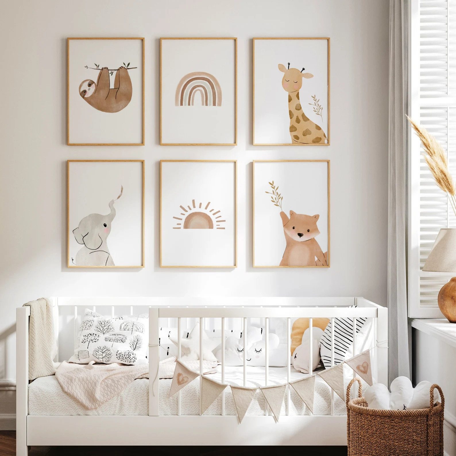 MeinBaby123® Poster Bilder Kinderzimmer, Poster Kinderzimmer Deko, Süße Tiere, Babyzimmer, Tiere Wandbilder, Boho, Sprüche
