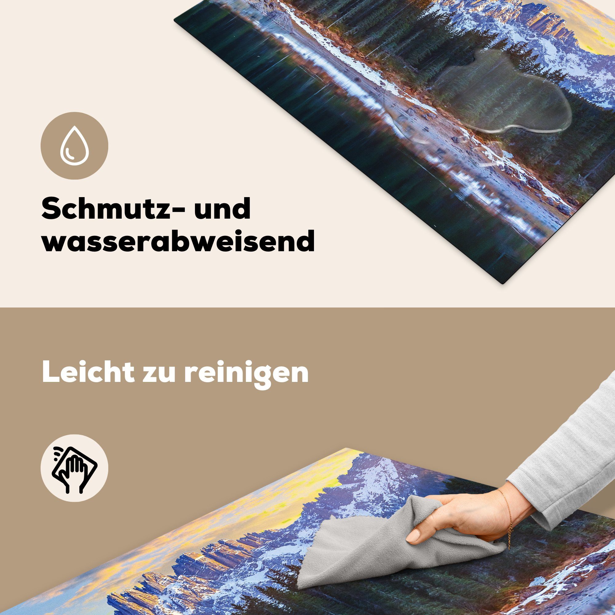 für Vinyl, - cm, küche, Herdblende-/Abdeckplatte Dolomiten (1 81x52 Induktionskochfeld die Italien, Ceranfeldabdeckung tlg), - Winter MuchoWow Schutz