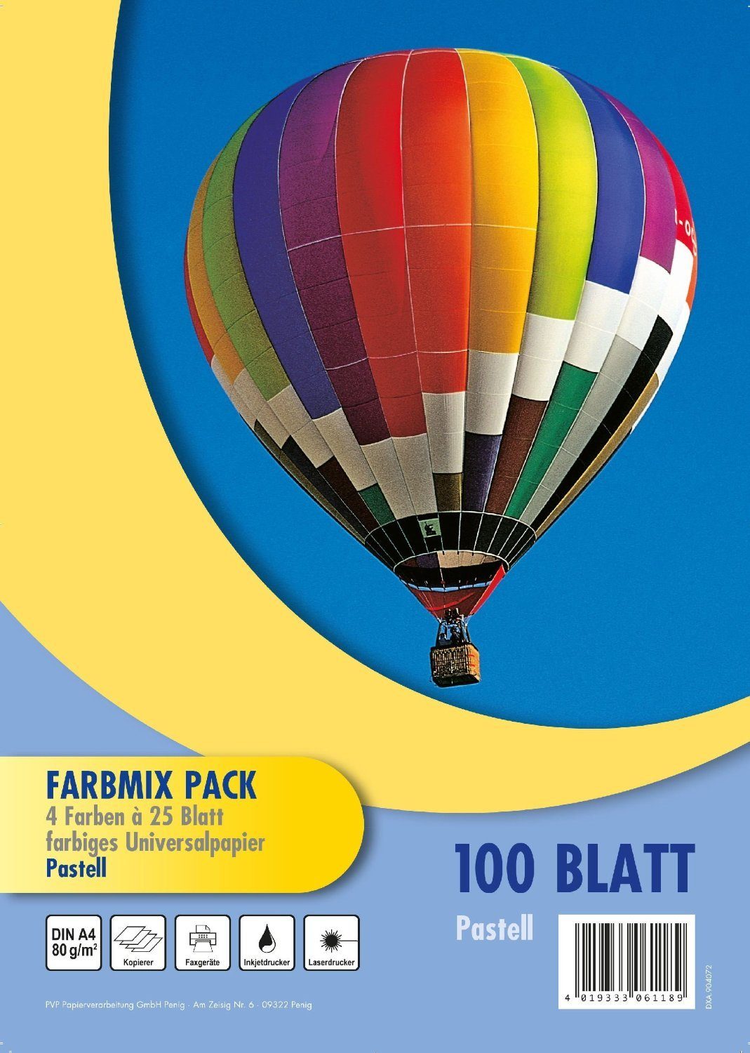 Idena Drucker- und Kopierpapier 100 Blatt farbiges Druckerpapier / buntes Kopierpapier / 4 verschieden