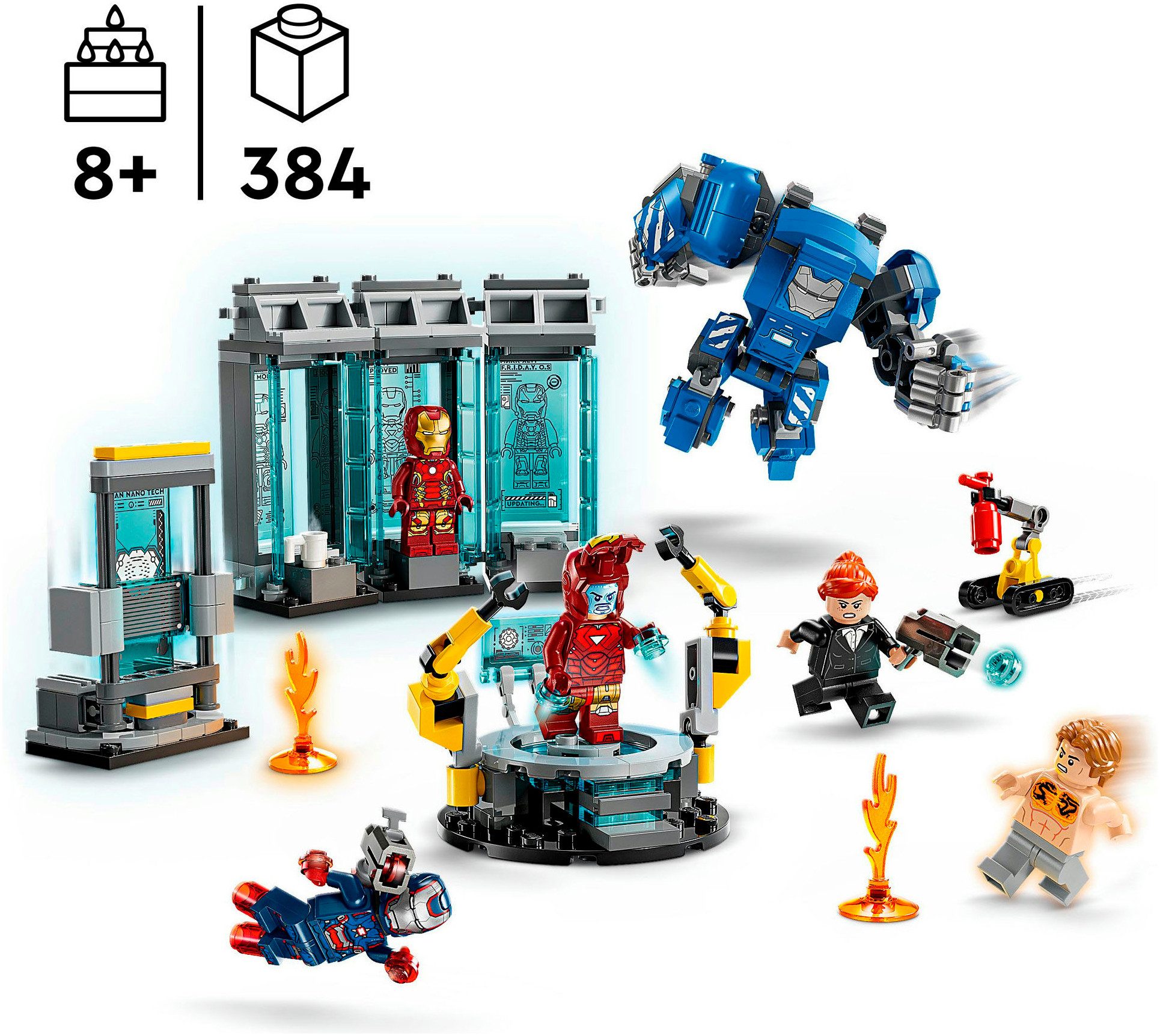 LEGO® Iron Mans Labor: Halle der Rüstungen (76315), LEGO Super Heroes Konstruktionsspielsteine, (384 St), Made in Europe – Bild 3 von 5