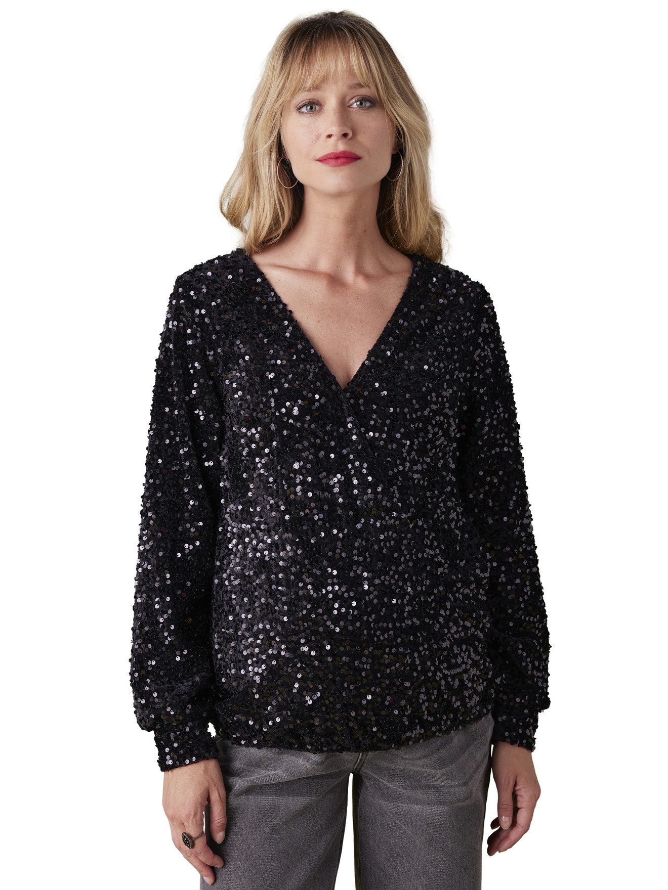 Langarmshirt Paillettenbluse für Schwangerschaft und Stillzeit