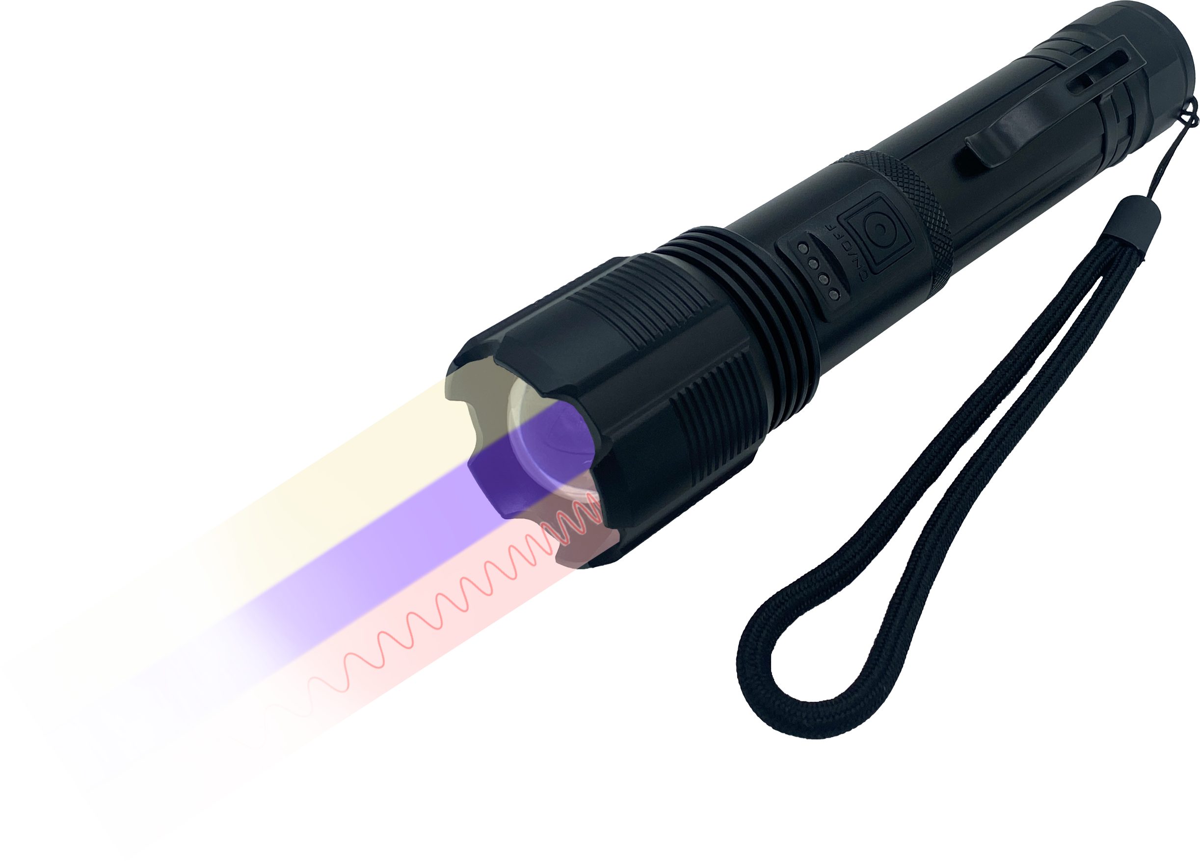Berger & Schröter LED Taschenlampe 3-in-1 Dreifunktions LED Taschenlampe Weiß, IR, 940nm UV, Kein Modulwechsel mehr für Licht-, Farbmodus oder IR-Funktion.