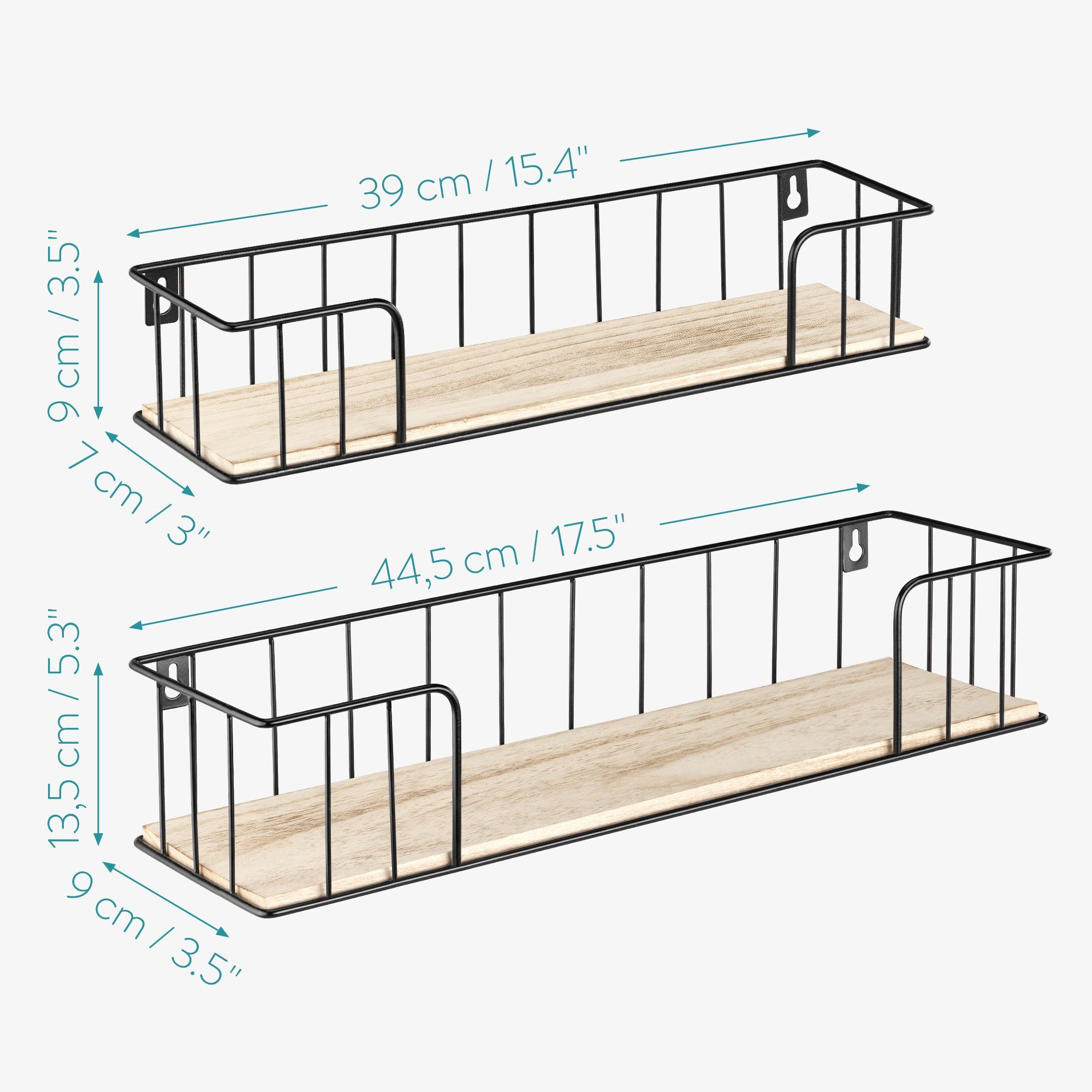 Set hängend Metall Wandablagen 2er Holz, 2-tlg. Navaris Wandregal und - Wandregal -