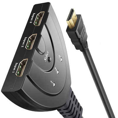 longziming »HDMI Switch, Verteiler Automatische/Manuell Vergoldet HDMI Switcher 3 In 1 Out 3-Port HDMI Splitter UnterstüTzt« HDMI-Adapter