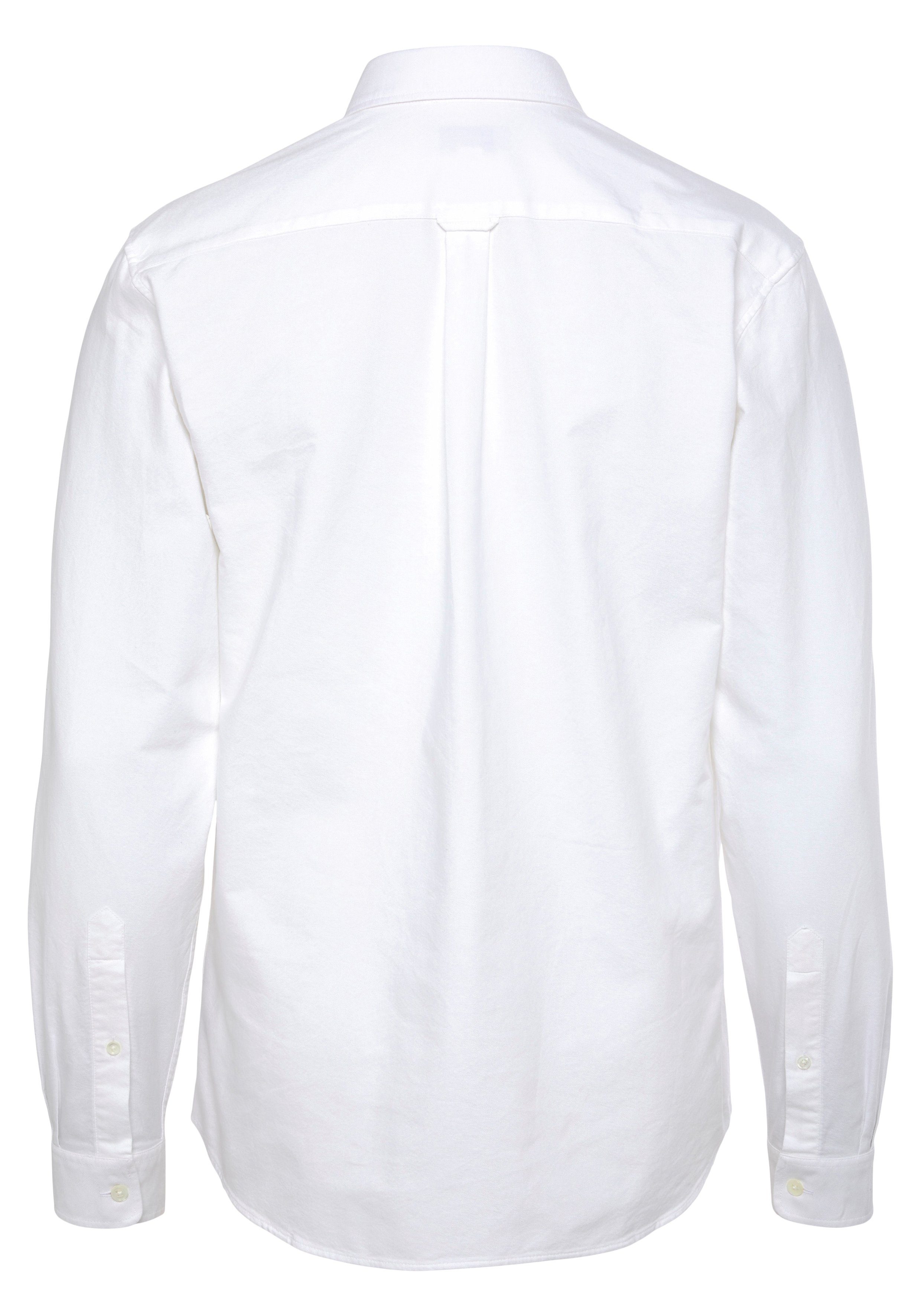 Krokodil Logo WHITE auf Langarmhemd Brusttasche OBERHEMDEN der Lacoste mit