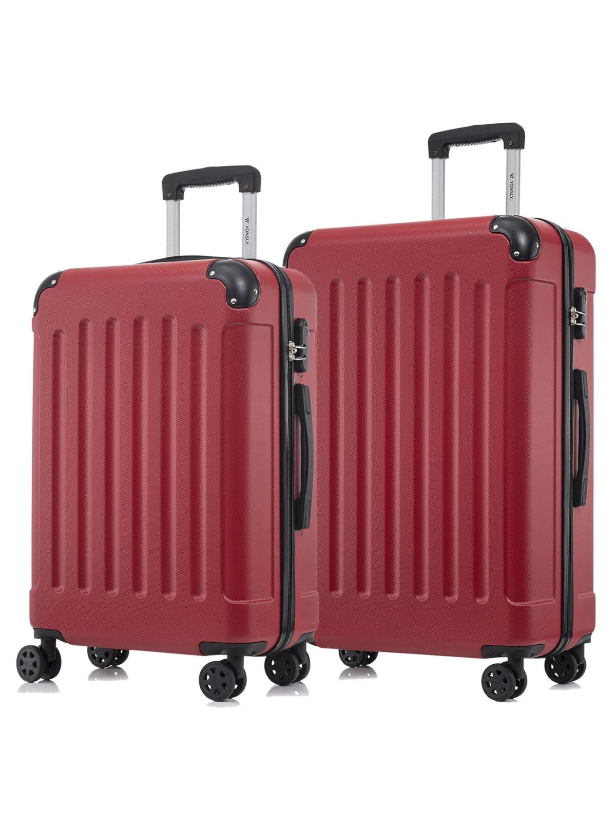 YONSLY Trolleyset Hartschalen-Reisekoffer Rollkoffer Trolley Gepäckset aus ABS, 4 Rollen, (Reiseset, 2 tlg., Größen L&XL), mit 360° Doppelrollen, Zahlenschloss und ergonomischem Gummigriff