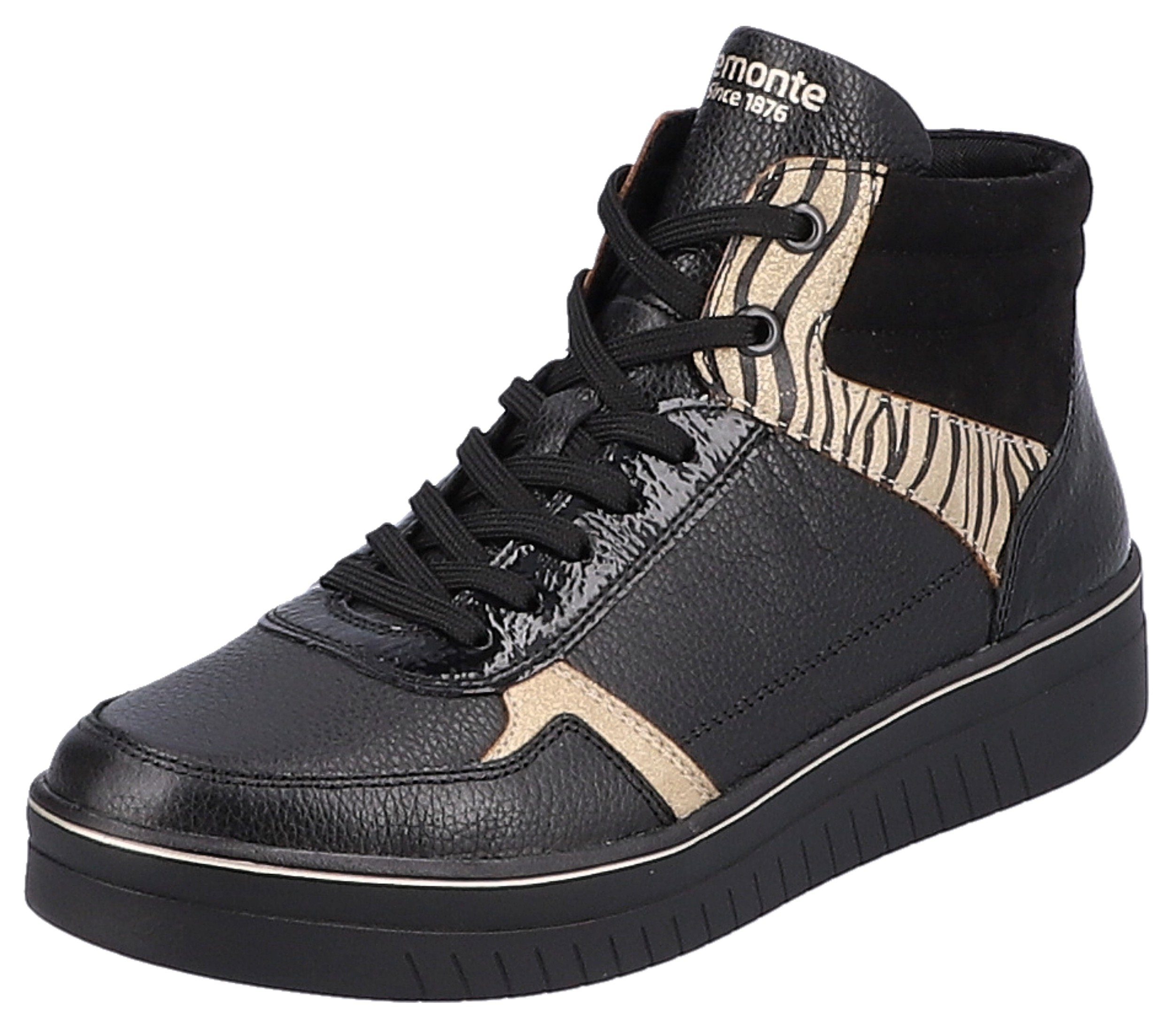 Sneaker kombiniert Ausstattung Tragekomfort schwarz Soft-Foam hohem durch mit Remonte