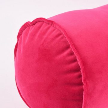 SCHÖNER LEBEN. Dekokissen Nackenrolle aus Samt mit Kederumrandung pink 20x55cm