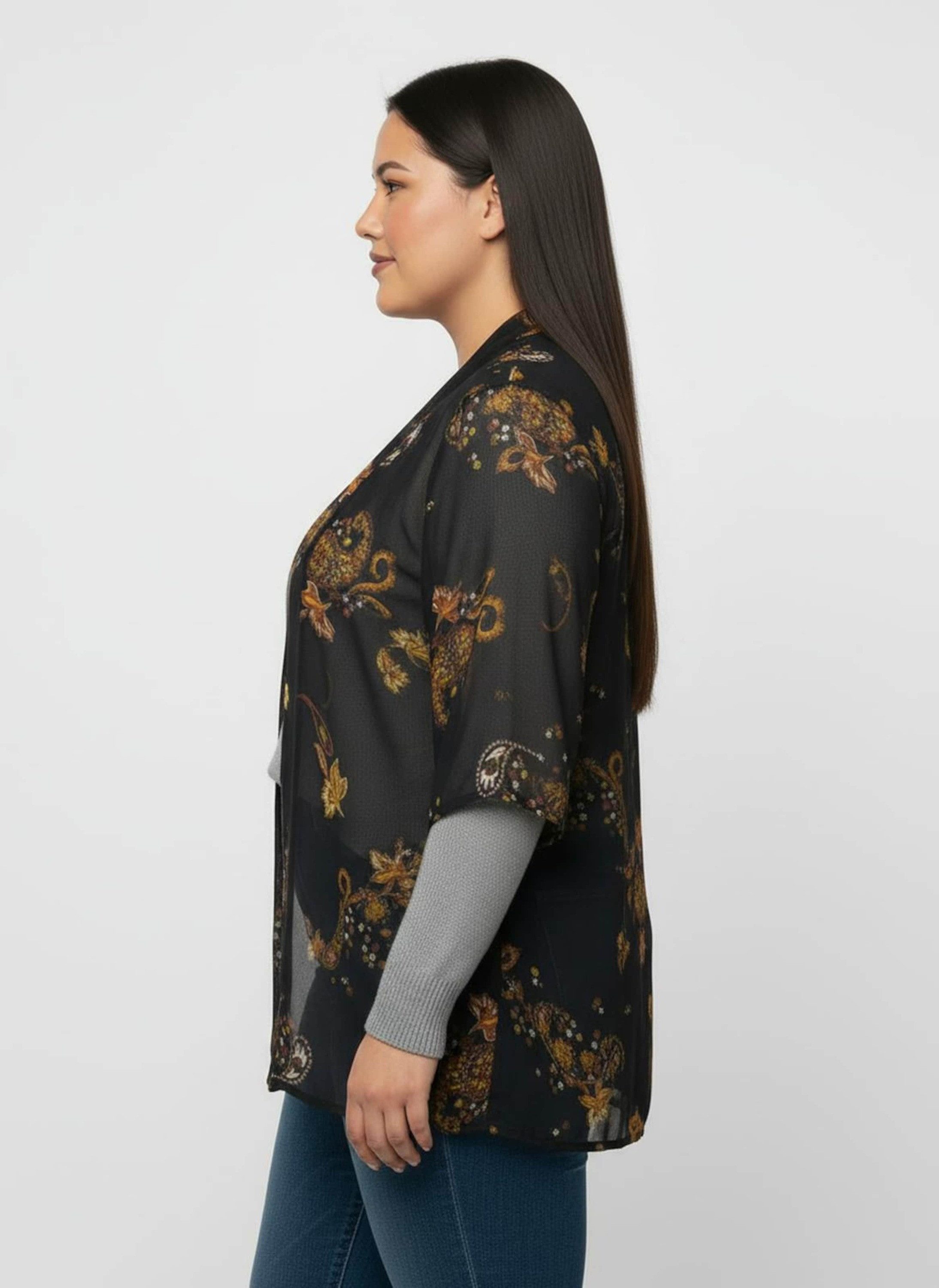 Sieh an! Klassische Bluse Longbluse 3/4-Arm