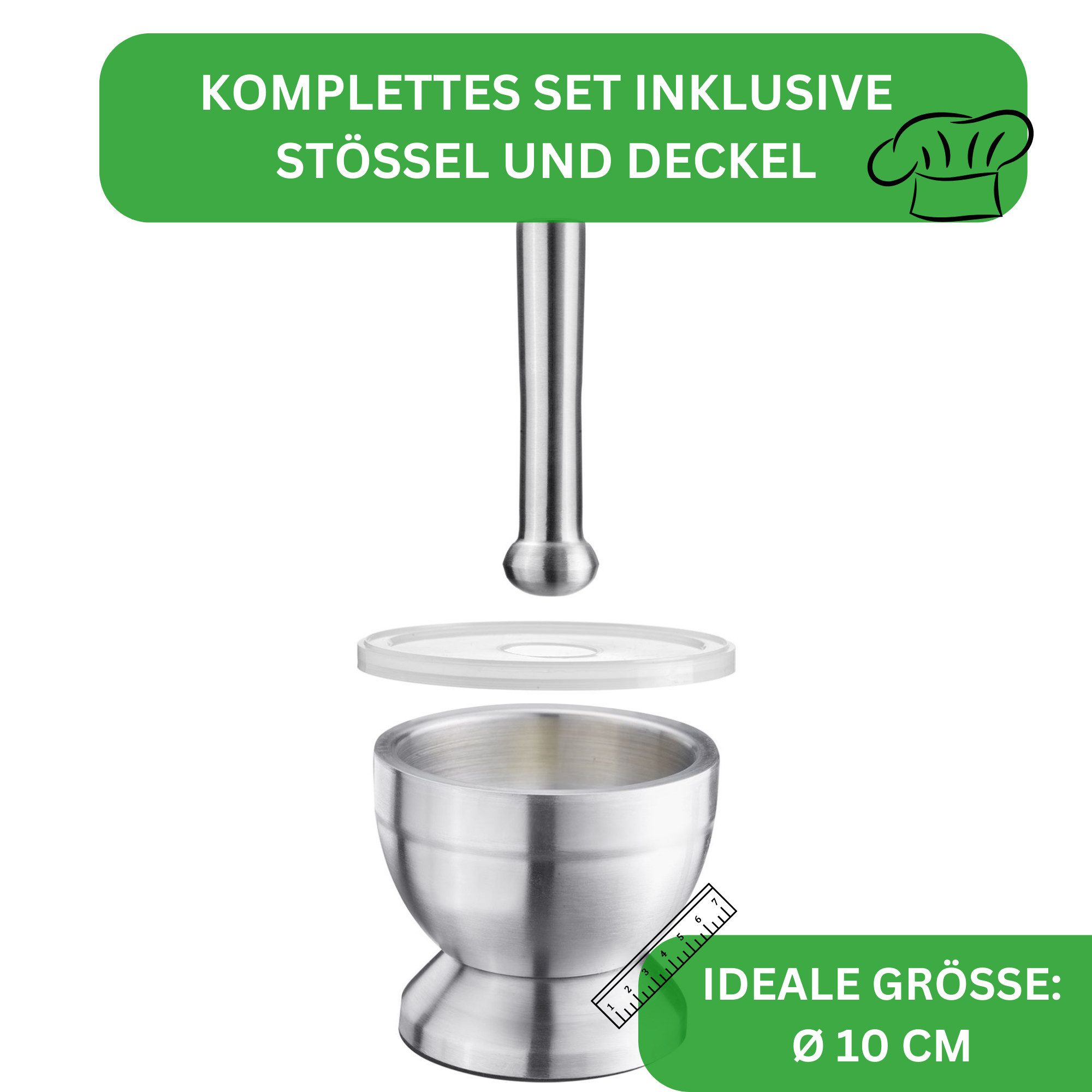 Thiru Mörser Premium mit Stößel und Deckel Ø 10 cm