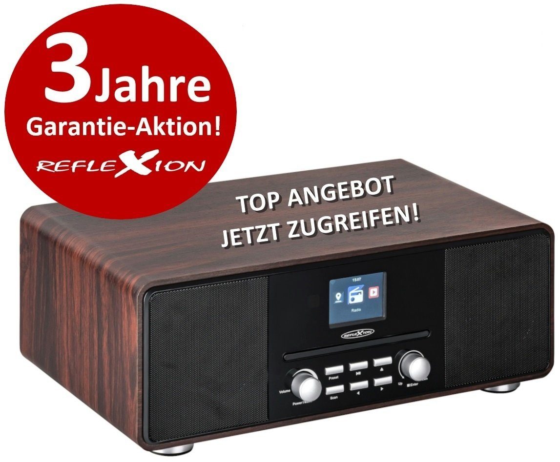 Reflexion HRA19DAB Design DAB+ Radio mit TFT Farbdisplay Digitalradio (DAB) (Digitalradio (DAB), UKW-Radio, 160 W, DAB+ Radio, AUX, CD-Player, Weckfunktion, Equalizer, Bluetooth)