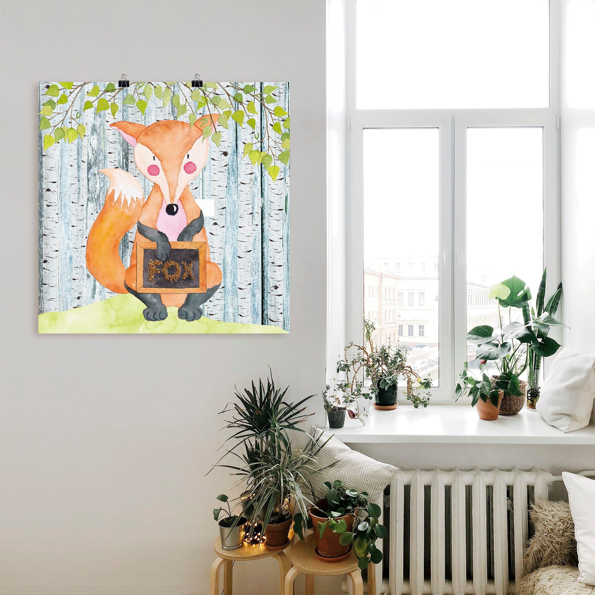 (1 in Alubild, Artland oder Poster St), Wandaufkleber Fuchs, Waldfreunde- Wandbild Tiere Leinwandbild, versch. der schlaue Größen als