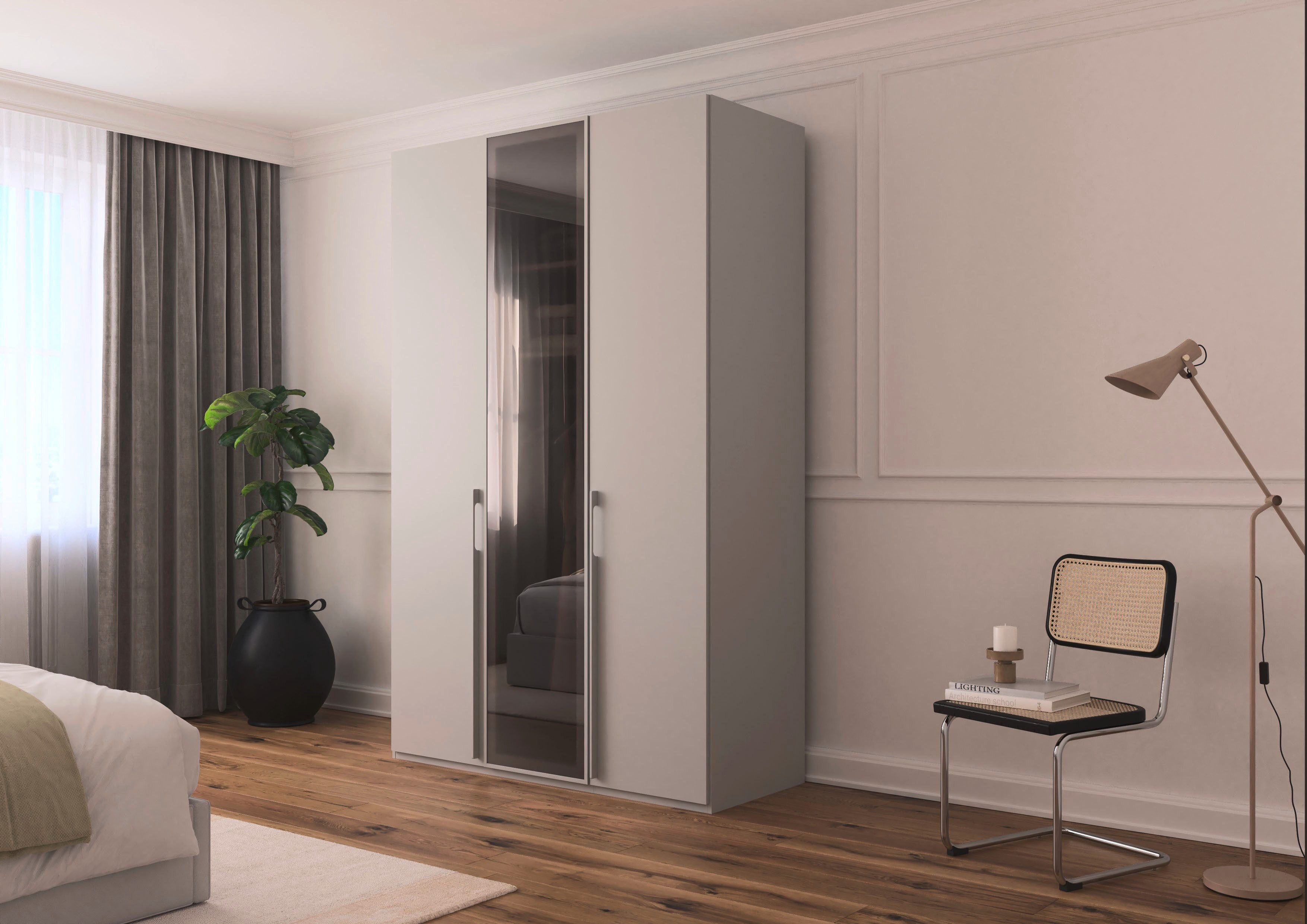 rauch Drehtürenschrank Schrank Garderobe SKAT SHINE Breiten 151/201/251/301cm, Höhe 223/235cm (3 verschiedene Ausstattungen BASIC/CLASSIC/PREMIUM (inkl. SOFT-CLOSE) edle Schrankfront mittig hochwertige Glasrahmentüren MADE IN GERMANY