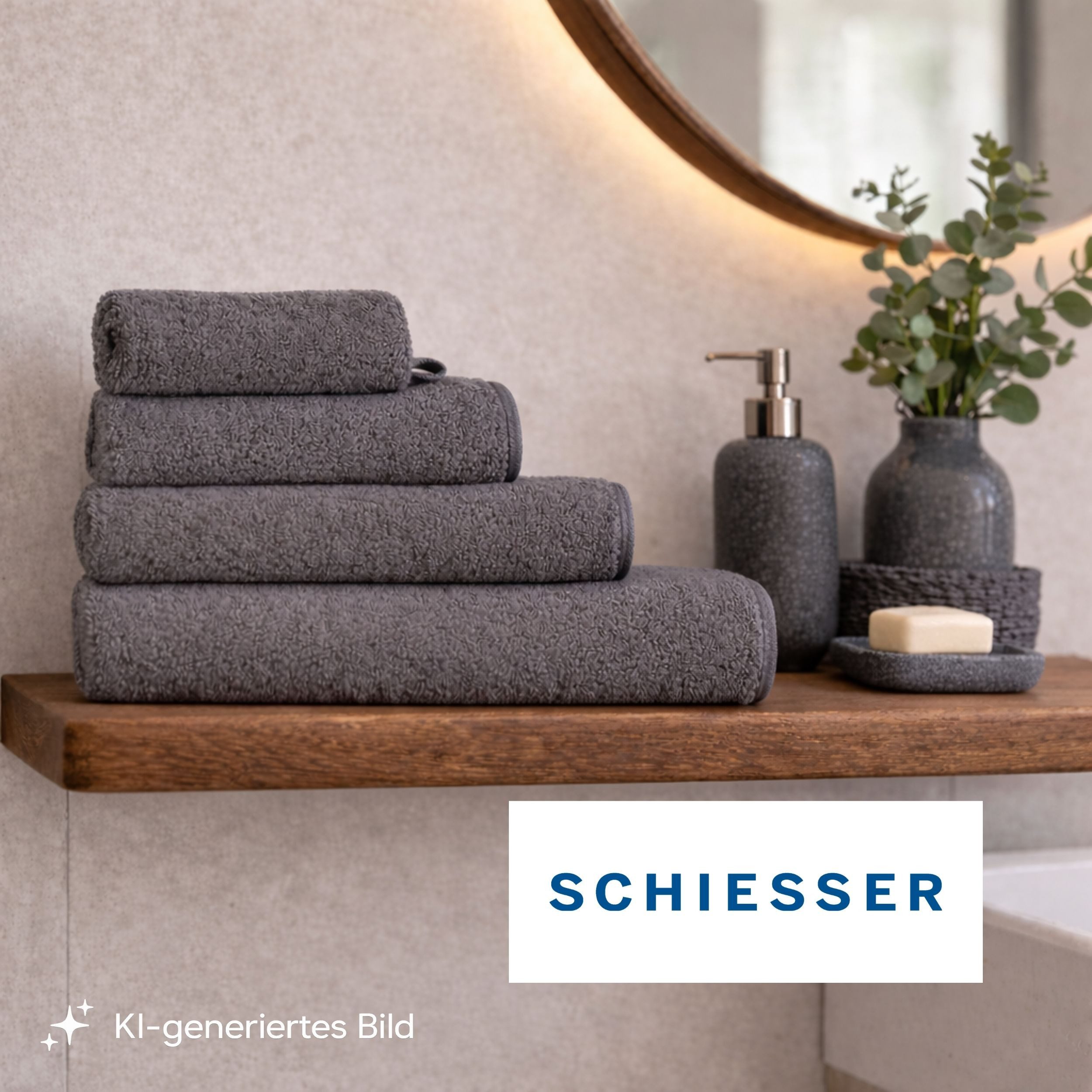 Schiesser Waschhandschuh Milano Waschhandschuh-Set aus weicher Baumwolle in Frottier-Qualität, (5-St), mit Webbordüre
