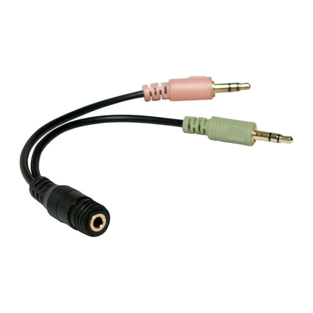 LogiLink CA0020 Audio-Adapter 2x 3-Pin Stereo Stecker zu 4-Pin 3,5 mm Stereo Buchse, Verbinden von Headset, für Tablets, Notebook oder PC / Computer