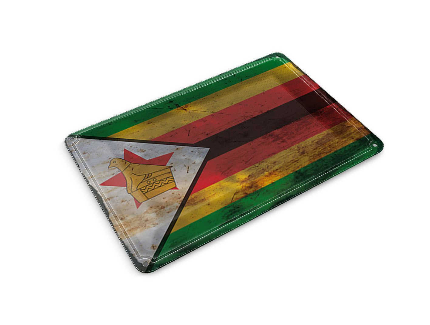 Femer GmbH Postkarte Flagge Simbabwe 14x10 cm Flag of Zimbabwe Rost, unfrankiert