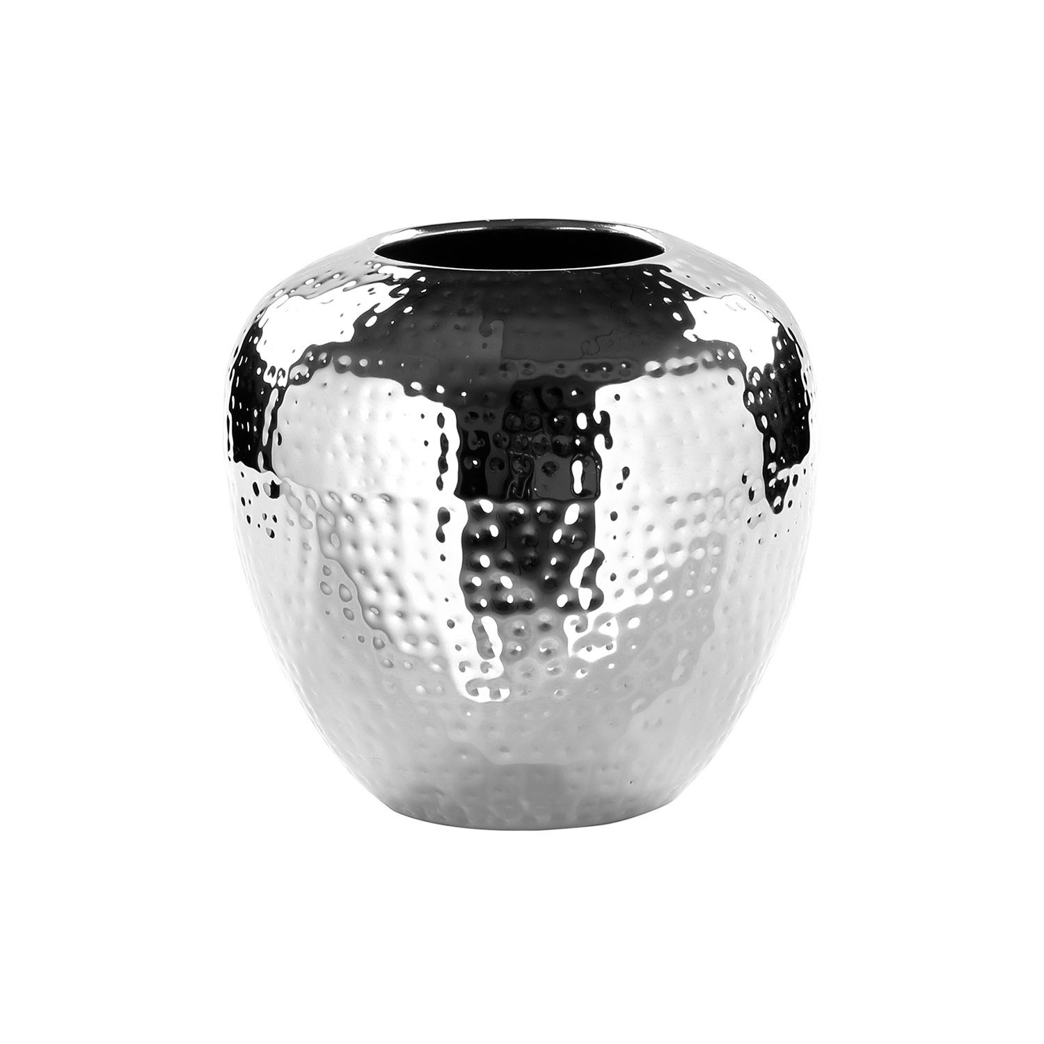 Fink Dekovase LOSONE Vase - H.20cm x D.20cm - Eisen/vernickelt - silberfarben (1x Vase, 1 St., Amphore - Grfäß), Elegante Dekovase - Blumenvase & Ziervase für stilvolle Akzente
