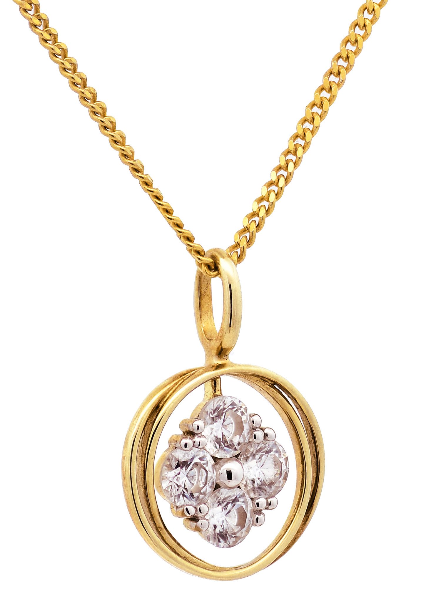 Kreuzanhänger Anhänger Zirkonia 333 Gold mit vergoldeter Silberkette 36 cm