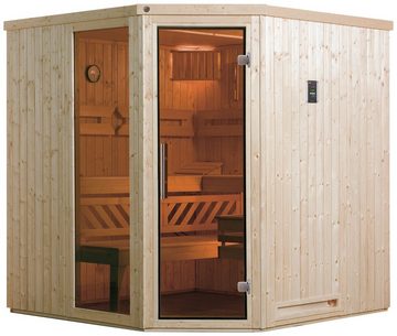 weka Sauna Varberg 3, BxTxH: 194 x 194 x 199 cm, 57 mm, 7,5 kW Ofen mit ext. Steuerung