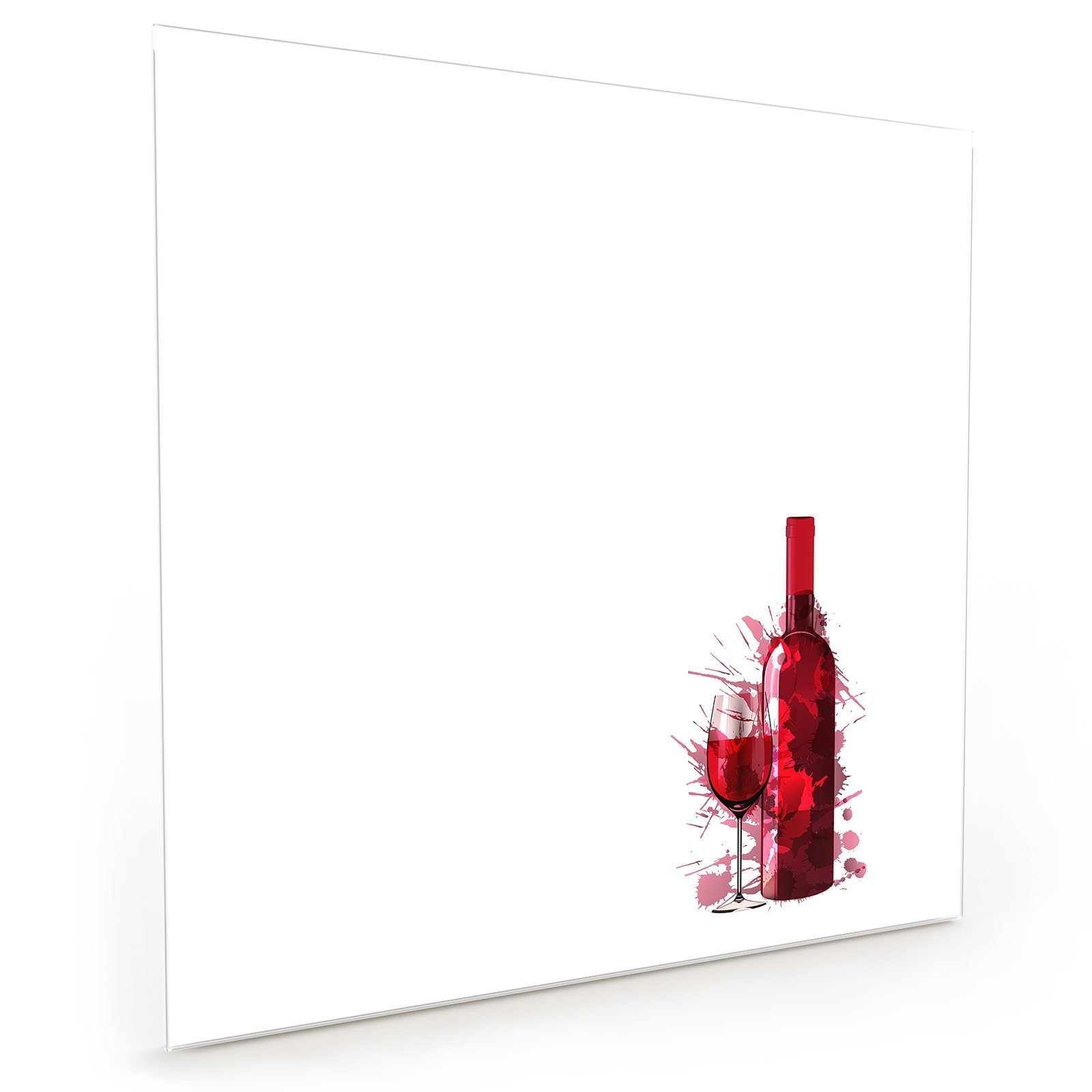 Primedeco Küchenrückwand Spritzschutz Glas Flasche und Glas Wein