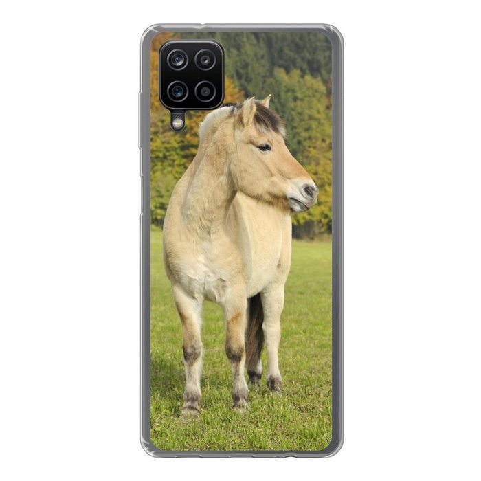 MuchoWow Handyhülle Fjordpferd in einer Herbstlandschaft Handyhülle Samsung Galaxy A12 Smartphone-Bumper Print Handy