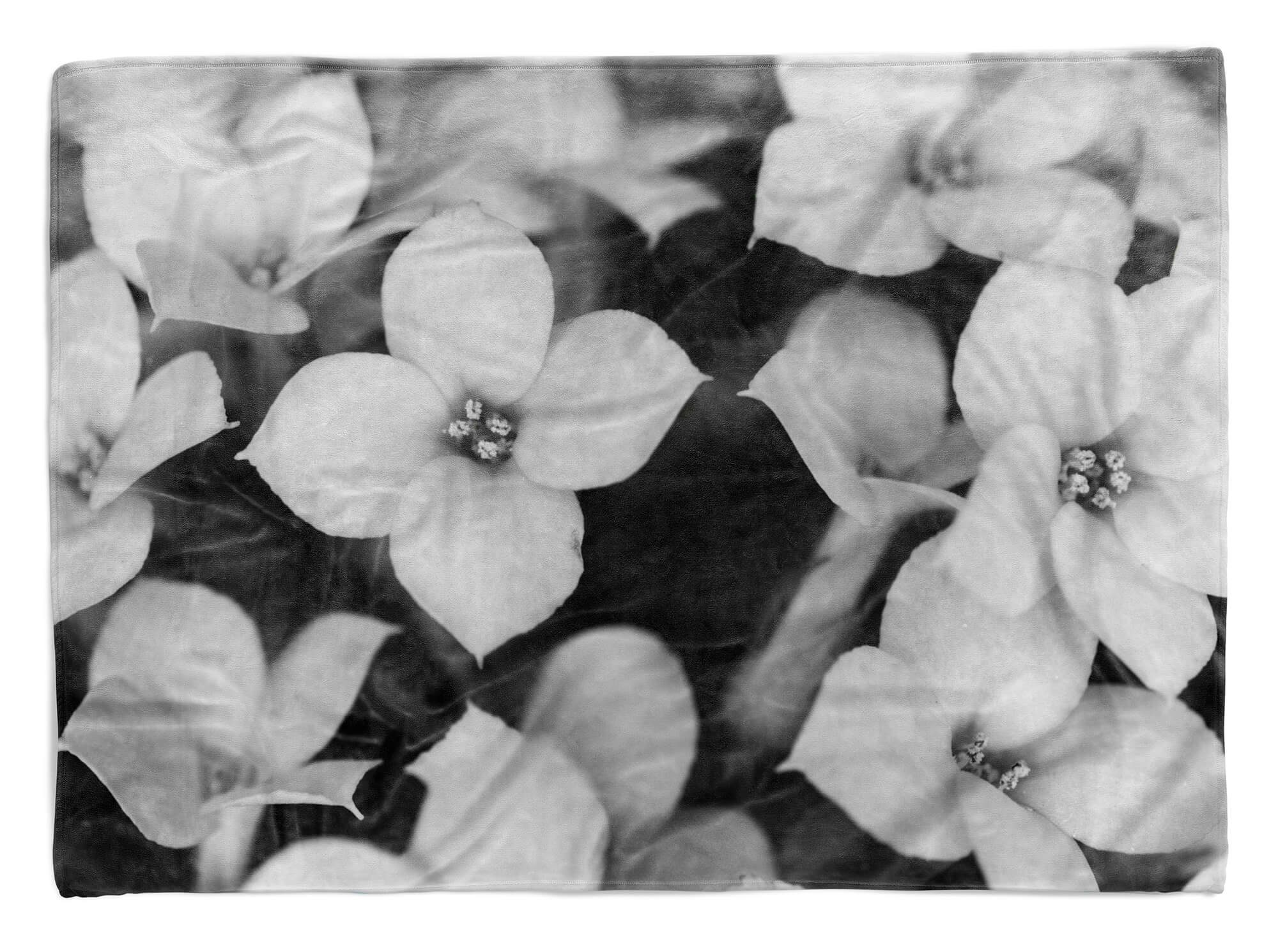 Sinus Art Handtücher Handtuch Strandhandtuch Saunatuch Kuscheldecke mit Fotomotiv Blumen Blüten Schw, Baumwolle-Polyester-Mix (1-St), Handtuch