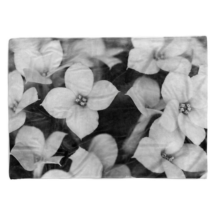 Sinus Art Handtücher Handtuch Strandhandtuch Saunatuch Kuscheldecke mit Fotomotiv Blumen Blüten Schw Baumwolle-Polyester-Mix (1-St) Handtuch