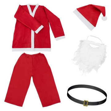 ECD Germany Weihnachtsmann Weihnachtsmann Kostüm Verkleidung für Weihnachten Nikolauskostüm, 5-teiliges Einheitsgröße S-XL Rot-Weiß