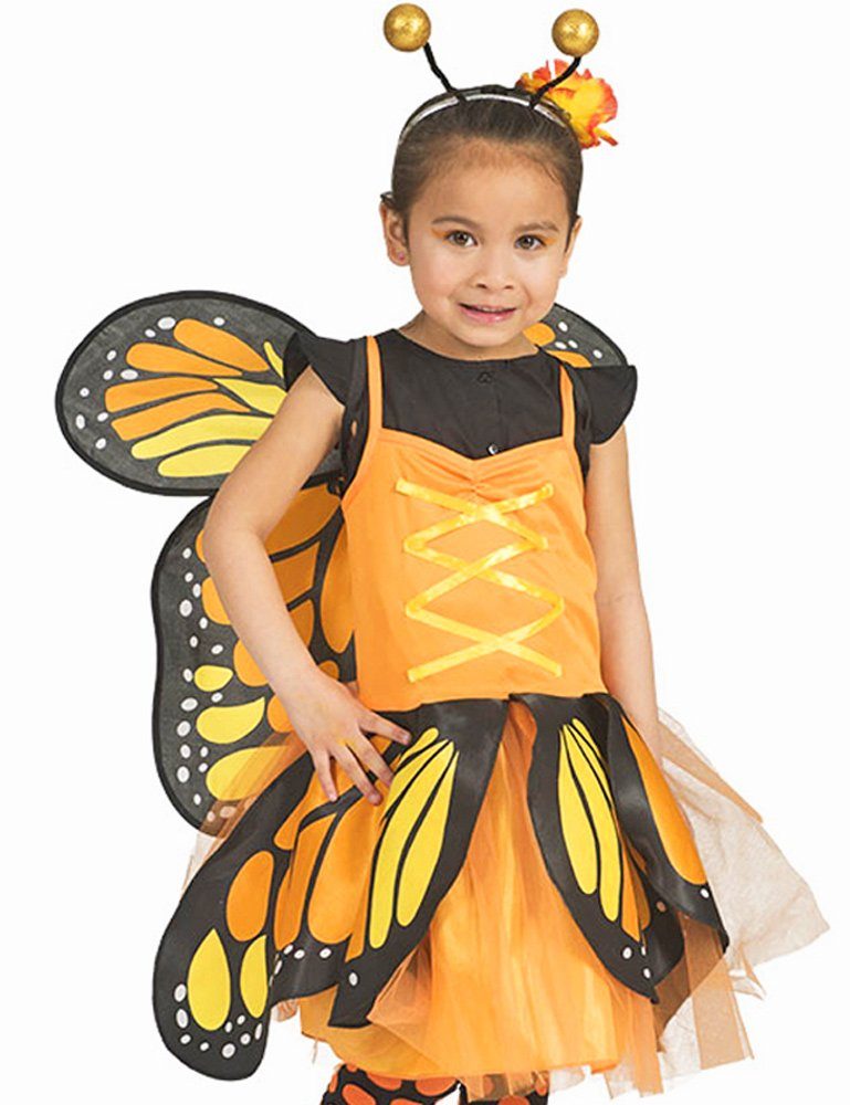 Funny Fashion Feen-Kostüm Schmetterling Belle Kostüm für Mädchen - Orange - mit Flügeln