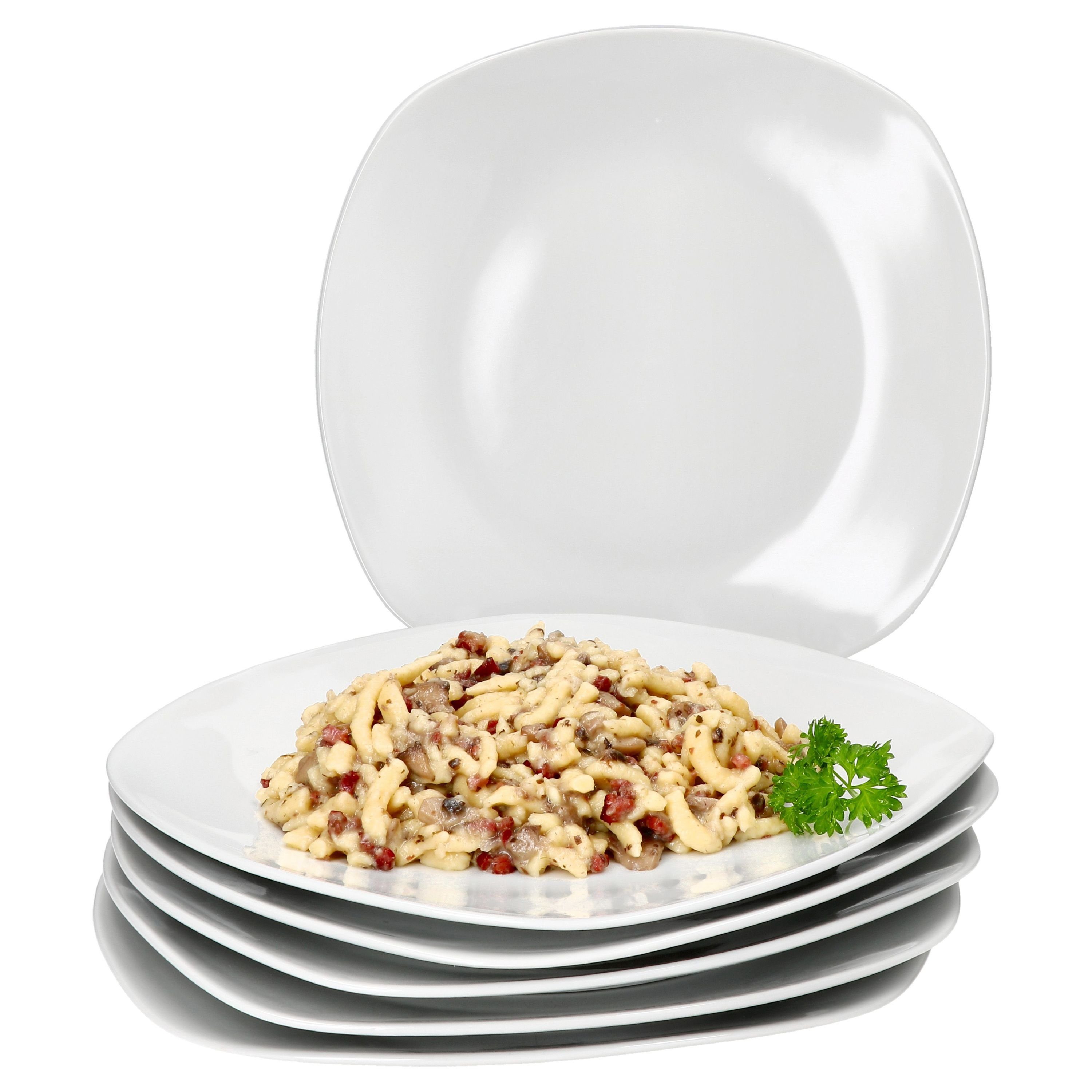 Speiseteller 6er Set Lotta Speiseteller weiß Porzellan 6 Personen große Platte