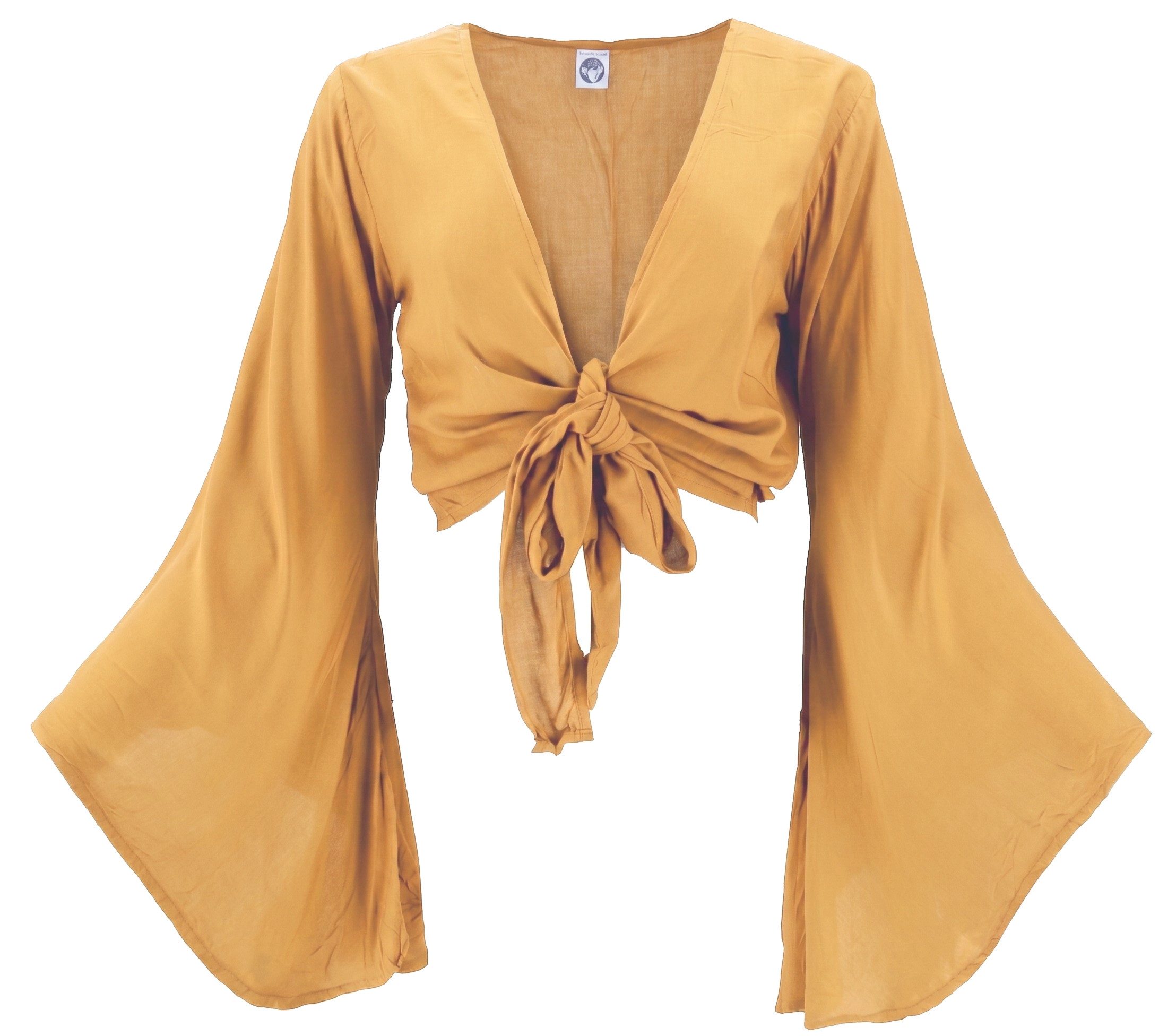 Guru-Shop Longbluse Kurztop, Boho Blusentop mit Trompetenärmeln,.. Festival, Ethno Style, Elfen, alternative Bekleidung