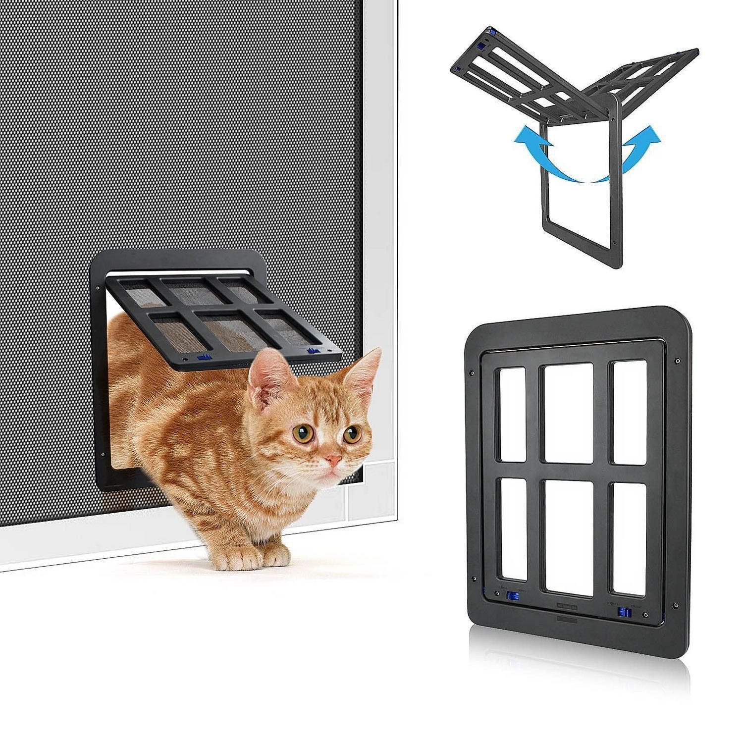 LuxusKollektion Katzenklappe Katzenklappe Fliegengitter S Schwarz