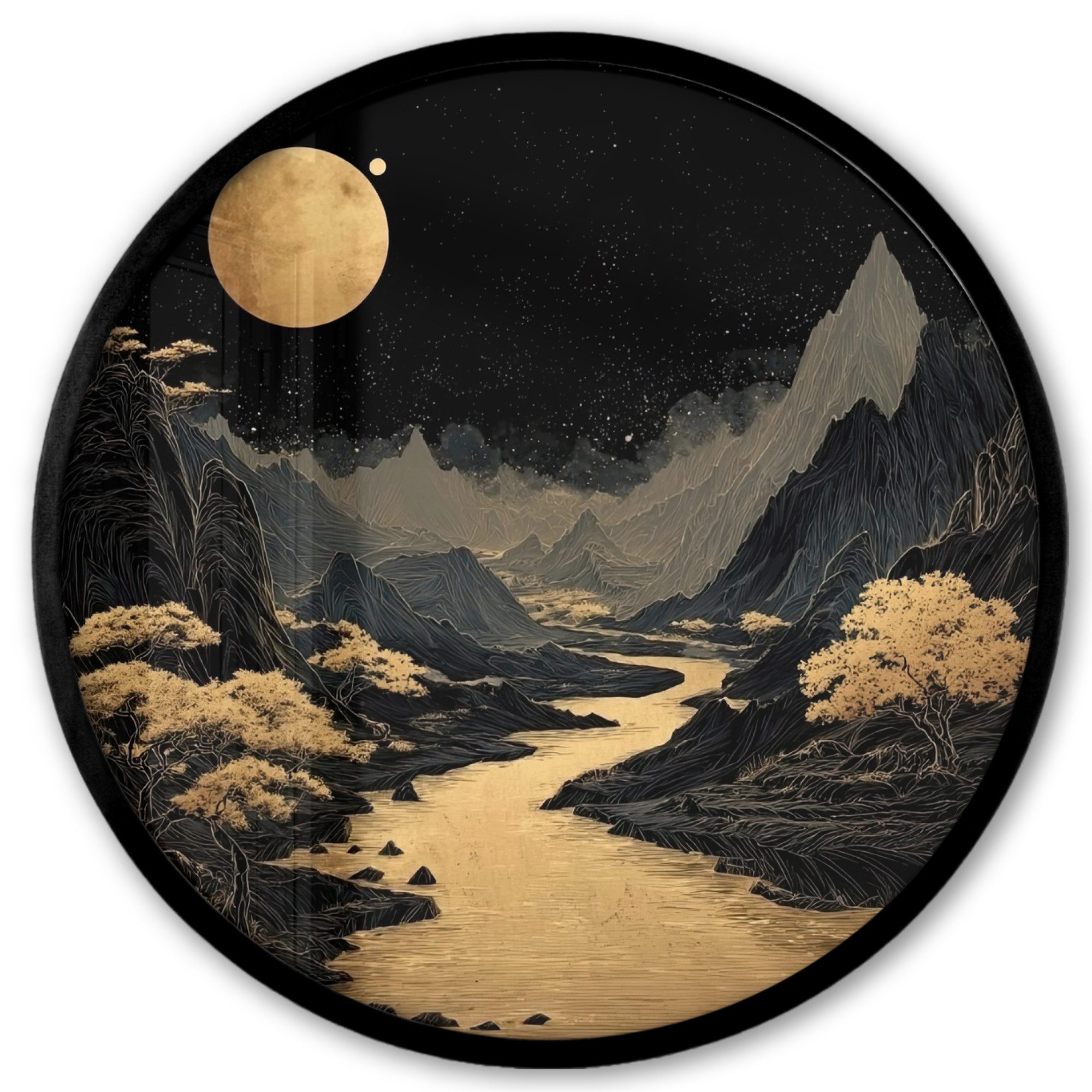 MuchoWow Poster Rund - Goldener Fluss günstig online kaufen