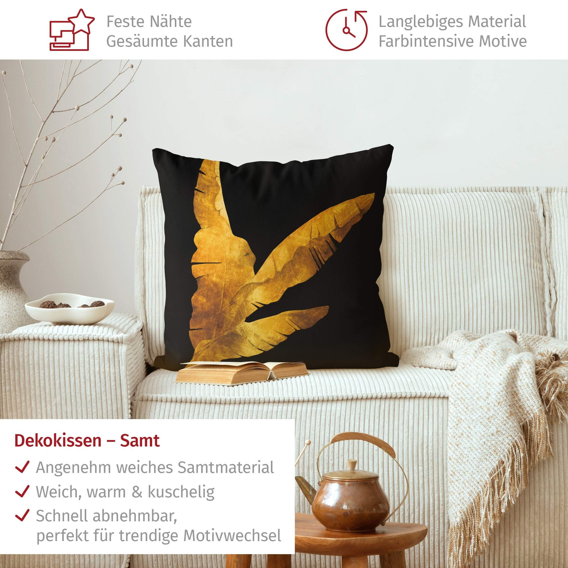 Bilderdepot24 Dekokissen drinnen Kissenhülle/ Sofakissen/ Zierkissen Kissenhülle gold mit Motiv, Bezug mit / ohne Füllung Zierkissen Outdoor Sofa Bett