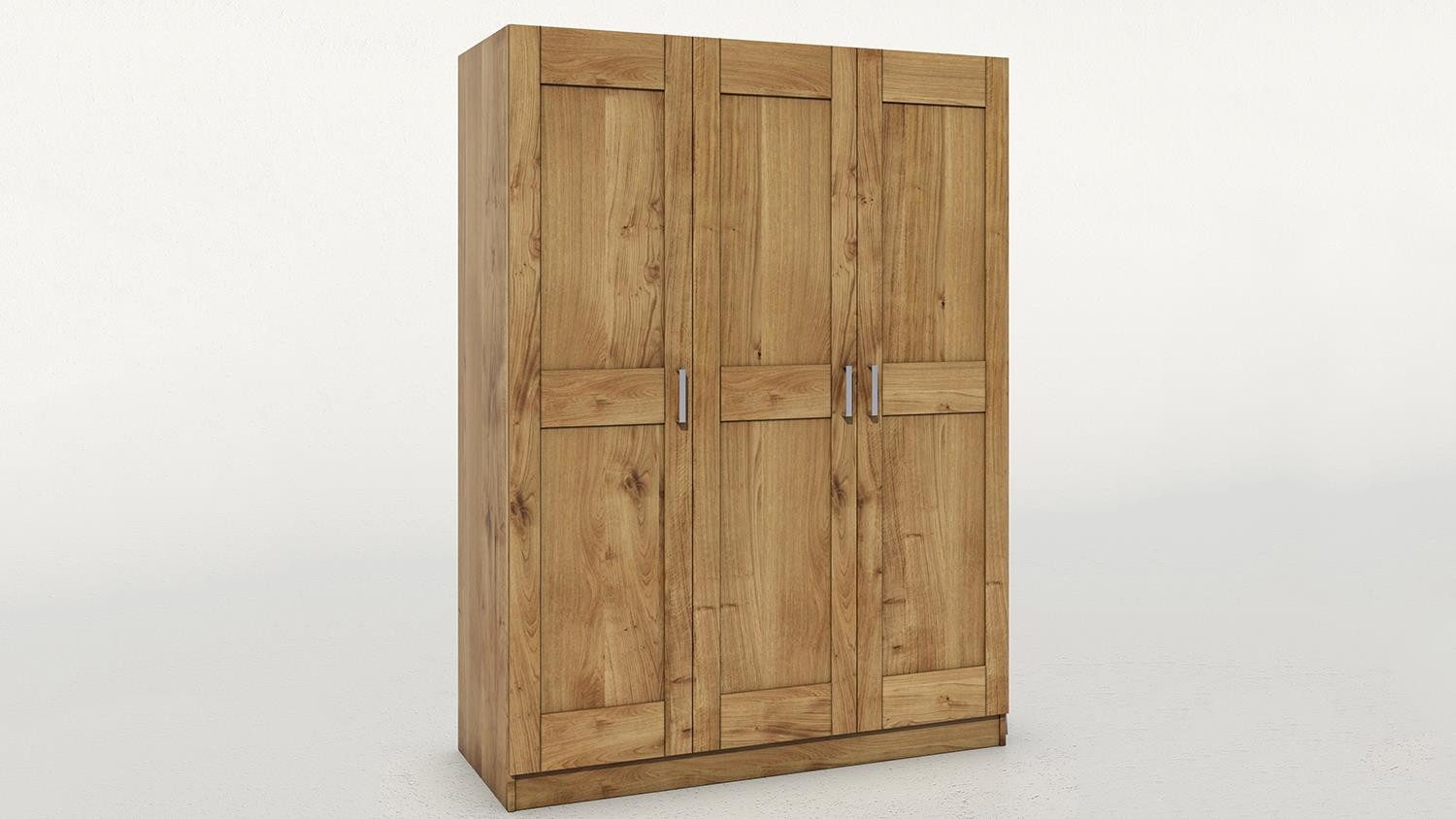 ELFO Kleiderschrank Kleiderschrank Toni 3 Schrank Wildeiche teilmassiv 152 cm breit