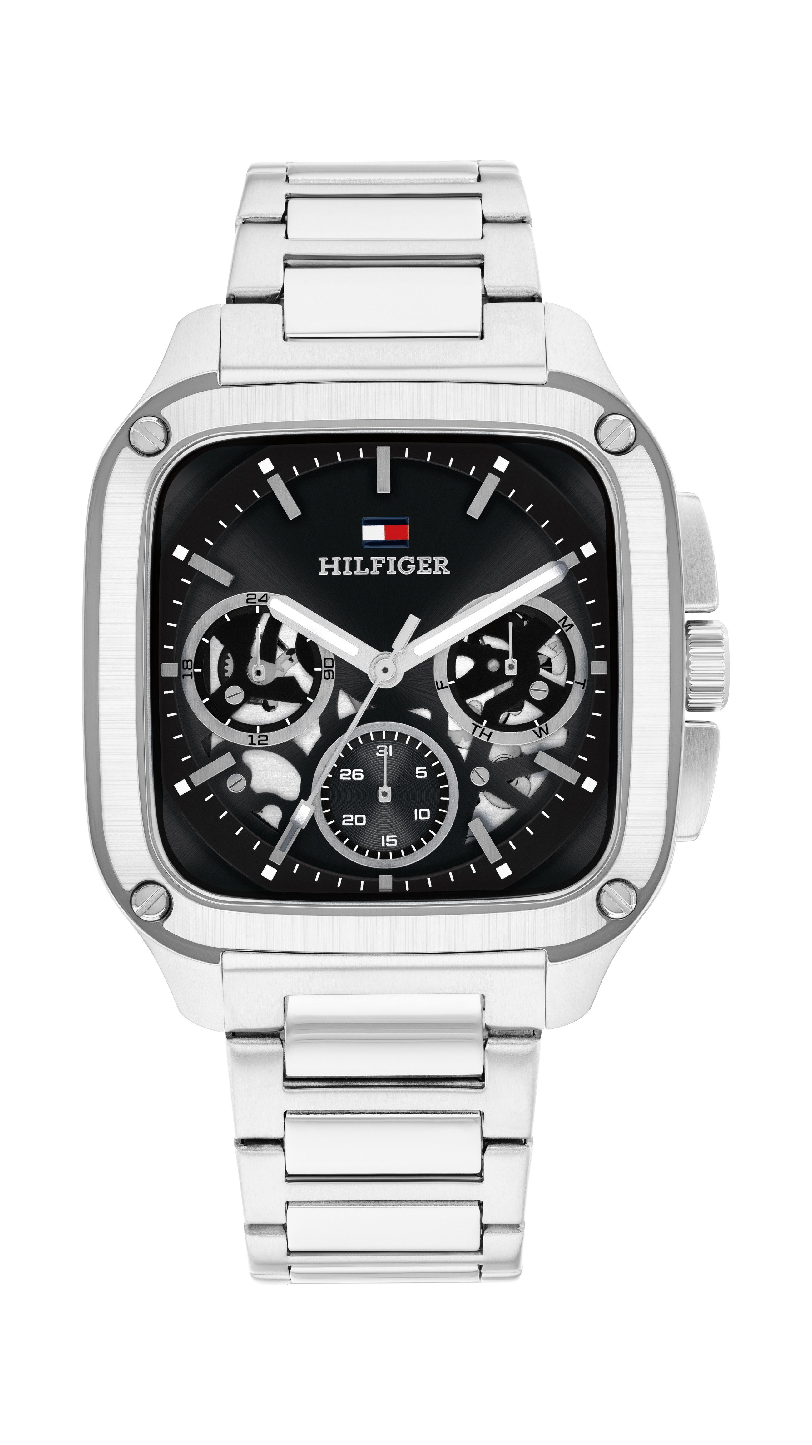 Tommy Hilfiger Multifunktionsuhr Herald Skeleton 1710758, Quarzuhr, Armbanduhr, Herrenuhr, Edelstahlarmband, analog