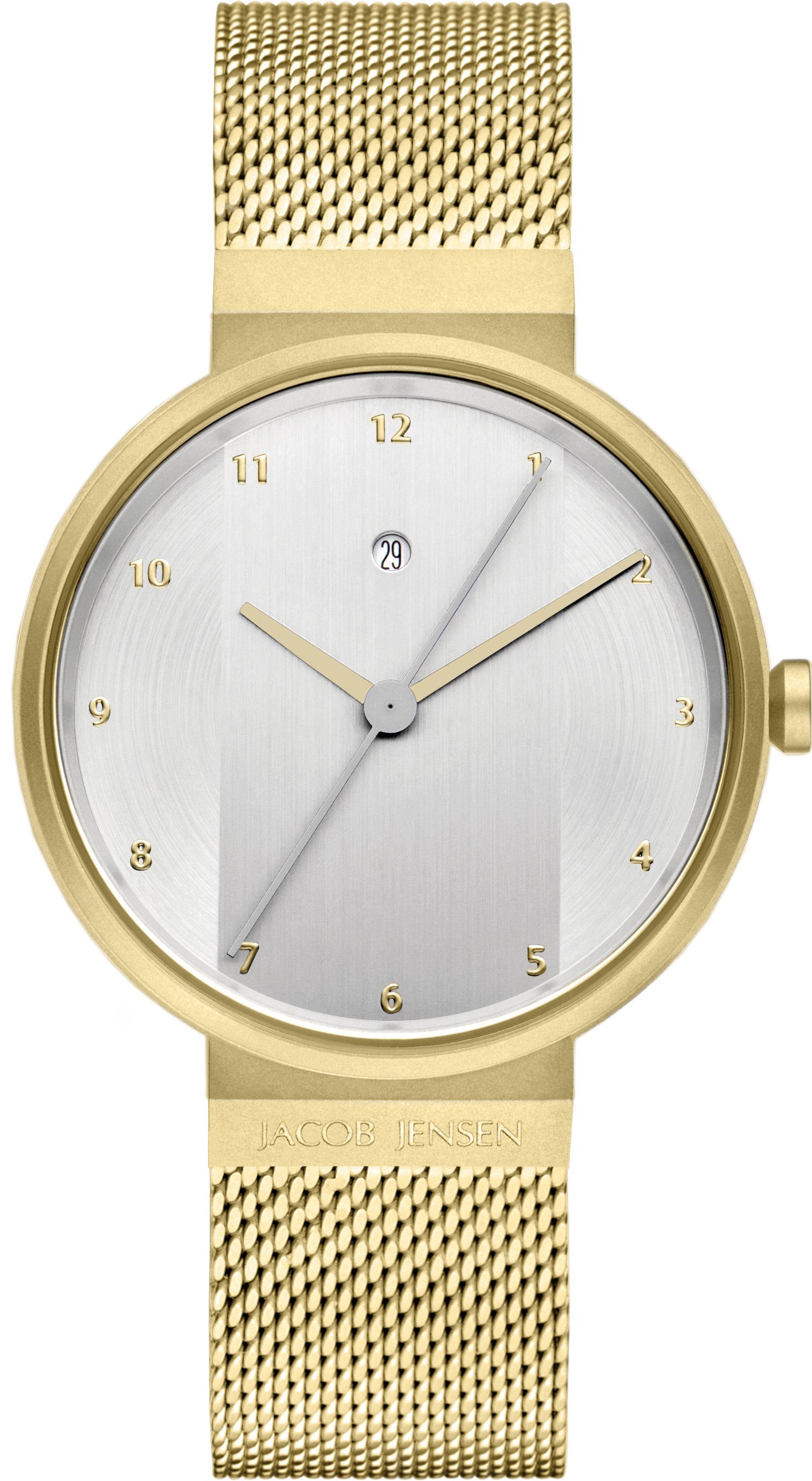 Jacob Jensen Quarzuhr Designuhr Edelstahl Milanaise Metallband NEW LINE ⌀35mm Herrenuhren Quarz, langer Sekundenzeiger