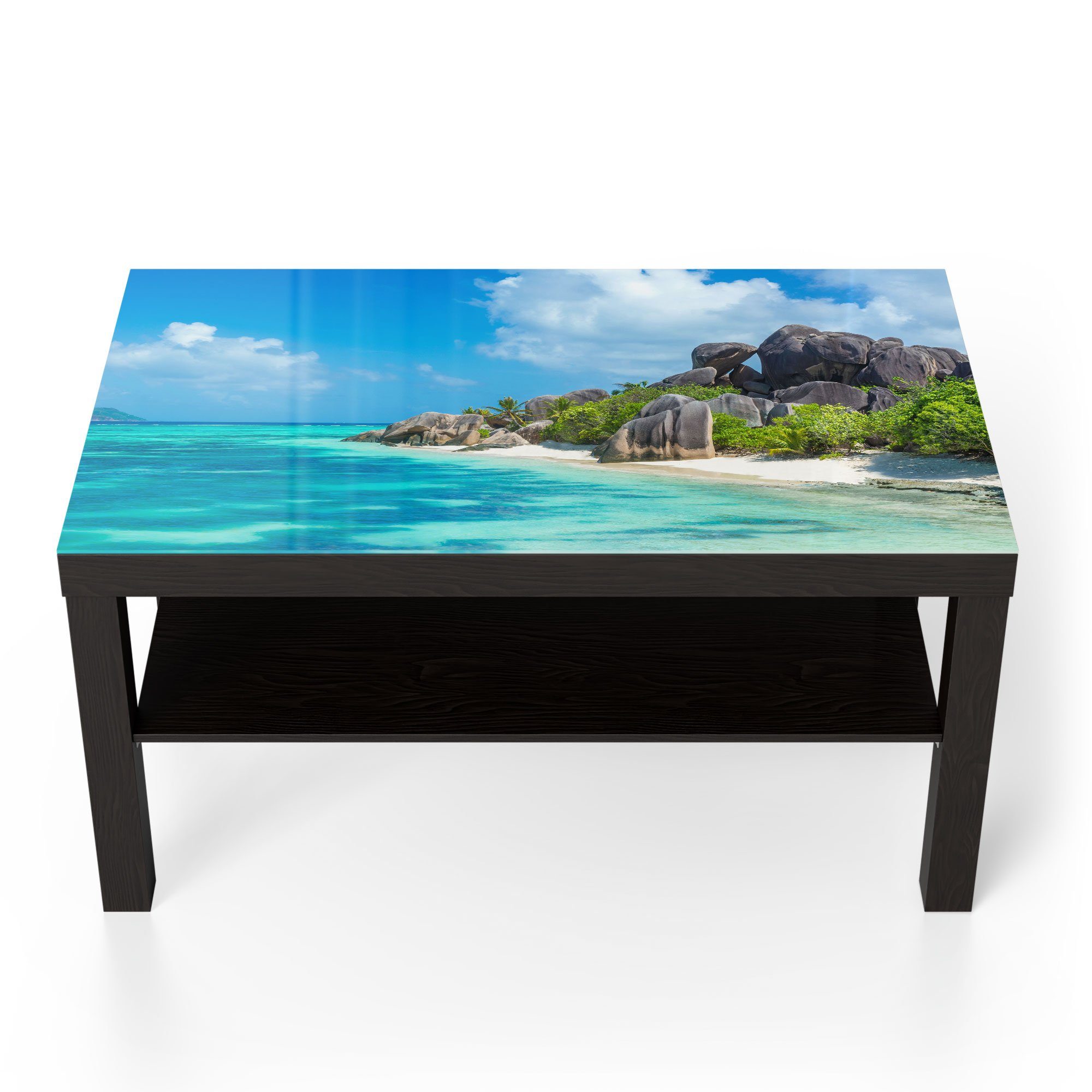 DEQORI Couchtisch 'Felsformation am Strand', Glas Beistelltisch Glastisch modern Schwarz