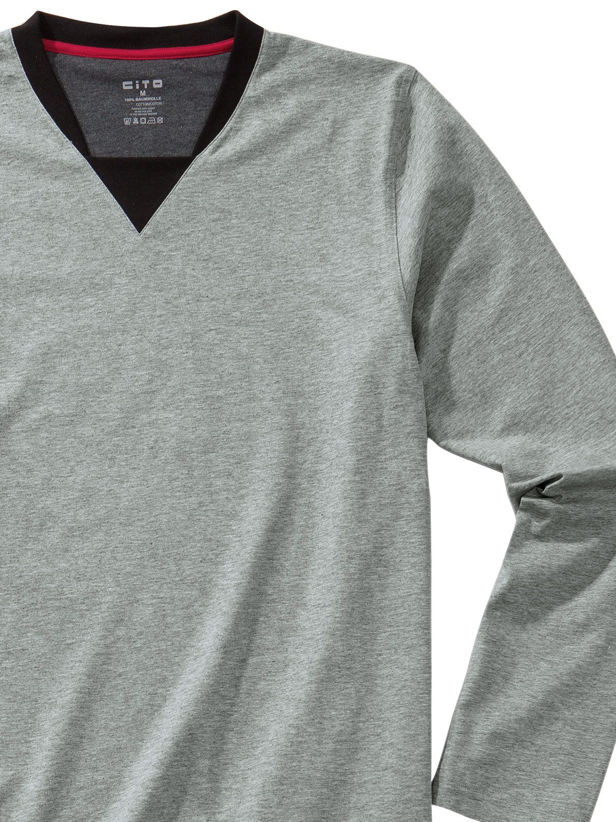 CiTO T-Shirt Herren Pyjama Oberteil lang pure cotton (Stück, 1-tlg) - günstig online kaufen