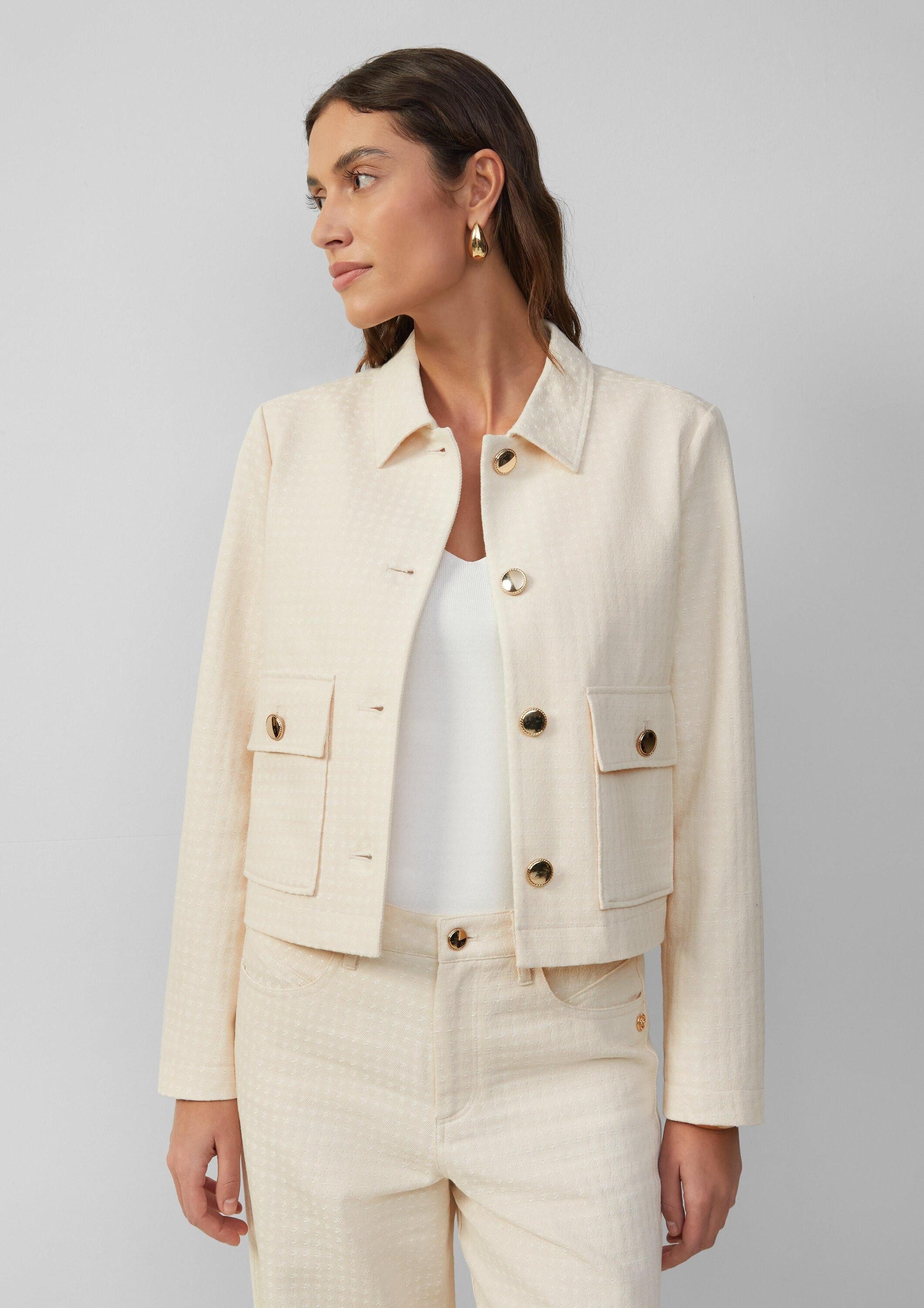 s.Oliver Funktionsjacke Indoor-Jacke Leichte Jacke mit Strukturmuster und goldfarbenen Knöpfen