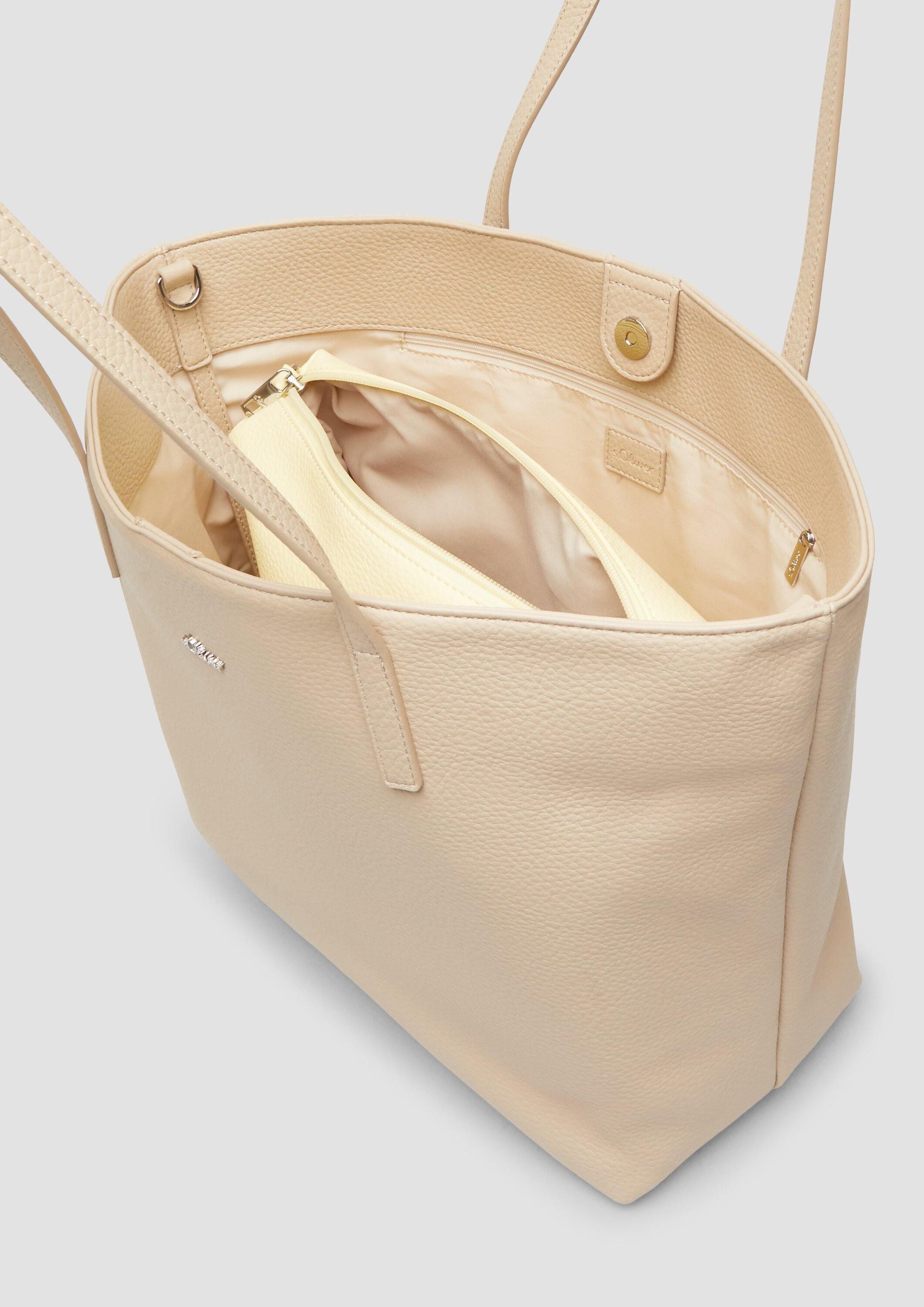 s.Oliver Shopper Tasche, Shopper in Leder-Optik mit abnehmbarem Schultergurt