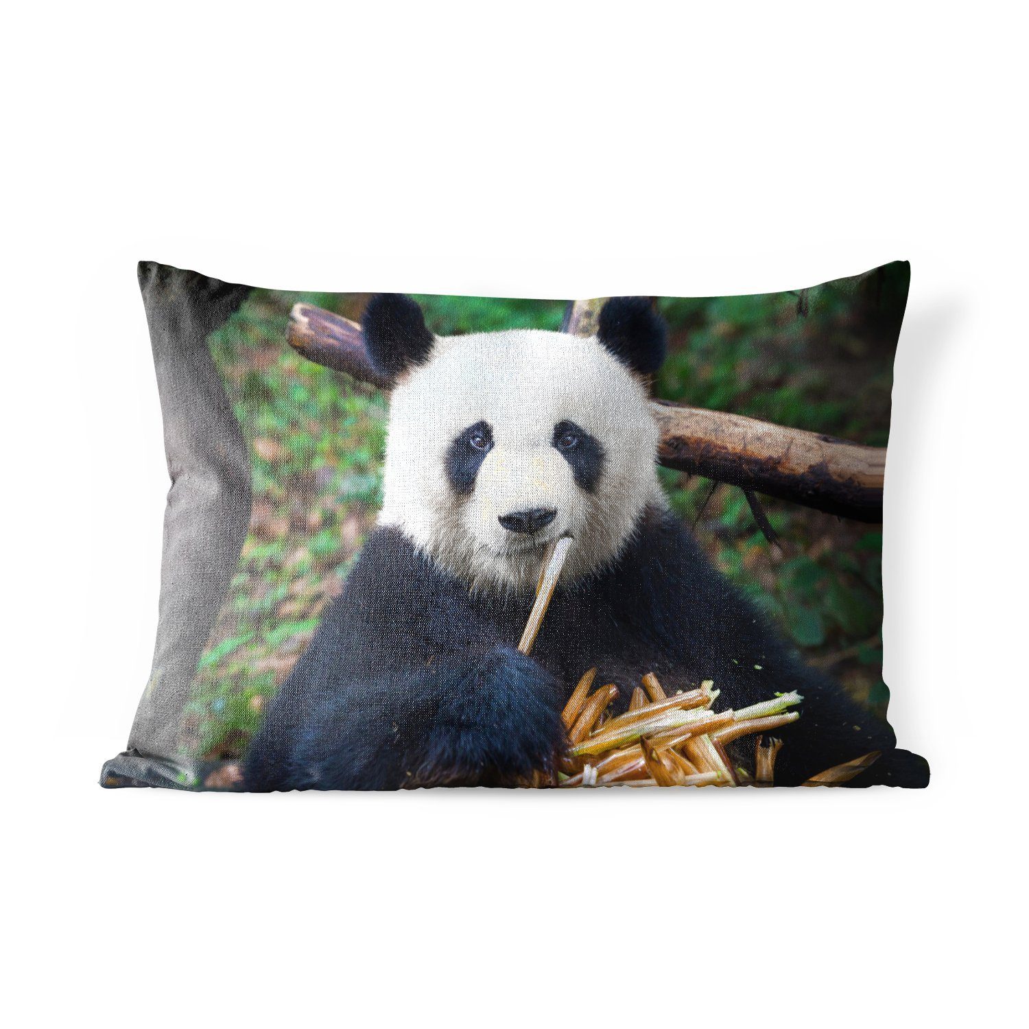 Dekokissenbezug, - - Panda Kissenhülle Polyester, Dekokissen Outdoor-Dekorationskissen, Bambus MuchoWow Natur,